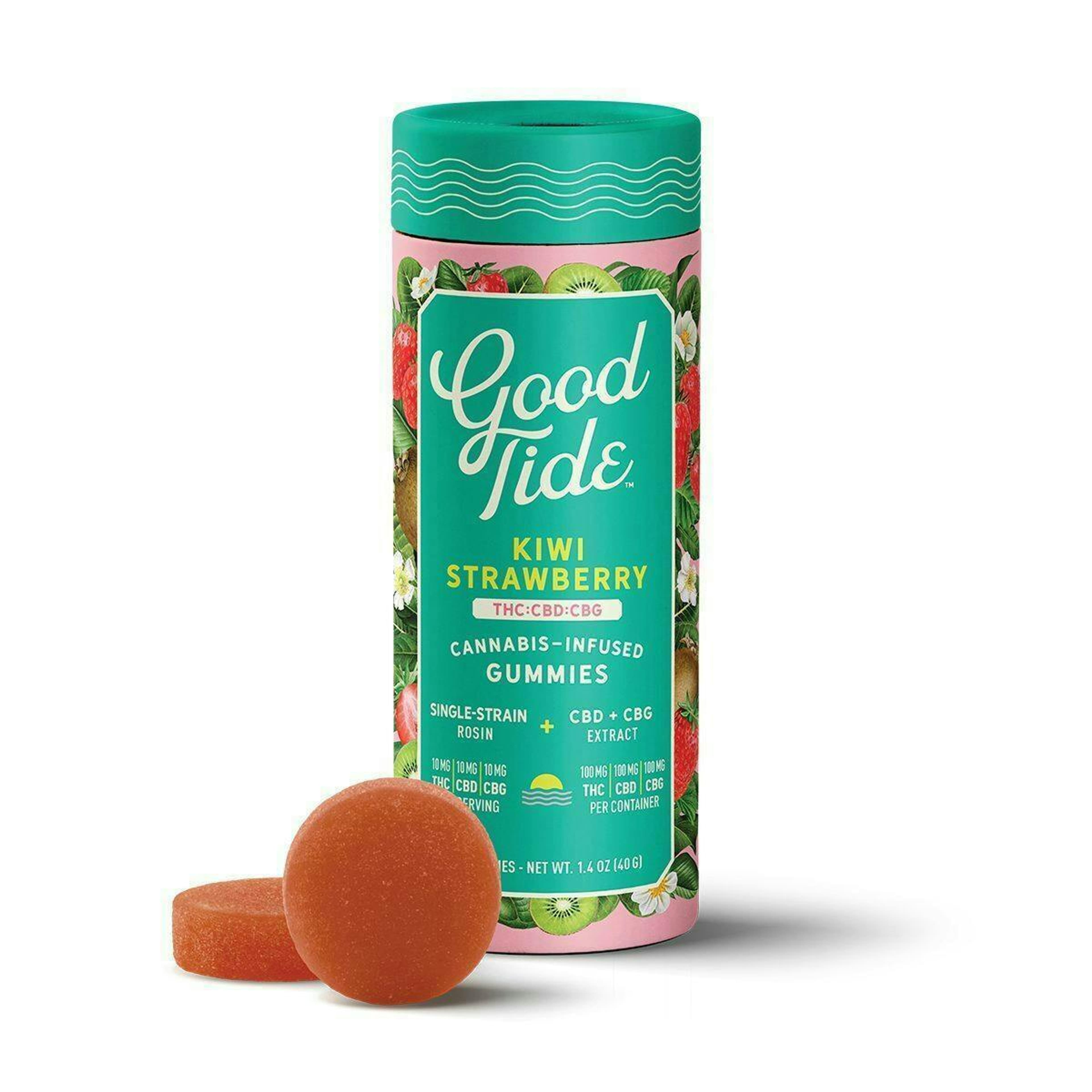 Good Tide: Kiwi Strawberry Solventless Hash Rosin Gummies | Refreshing | 1:1:1 THC:CBD:CBG - 300mg - Good Tide - - $25 - Edibles