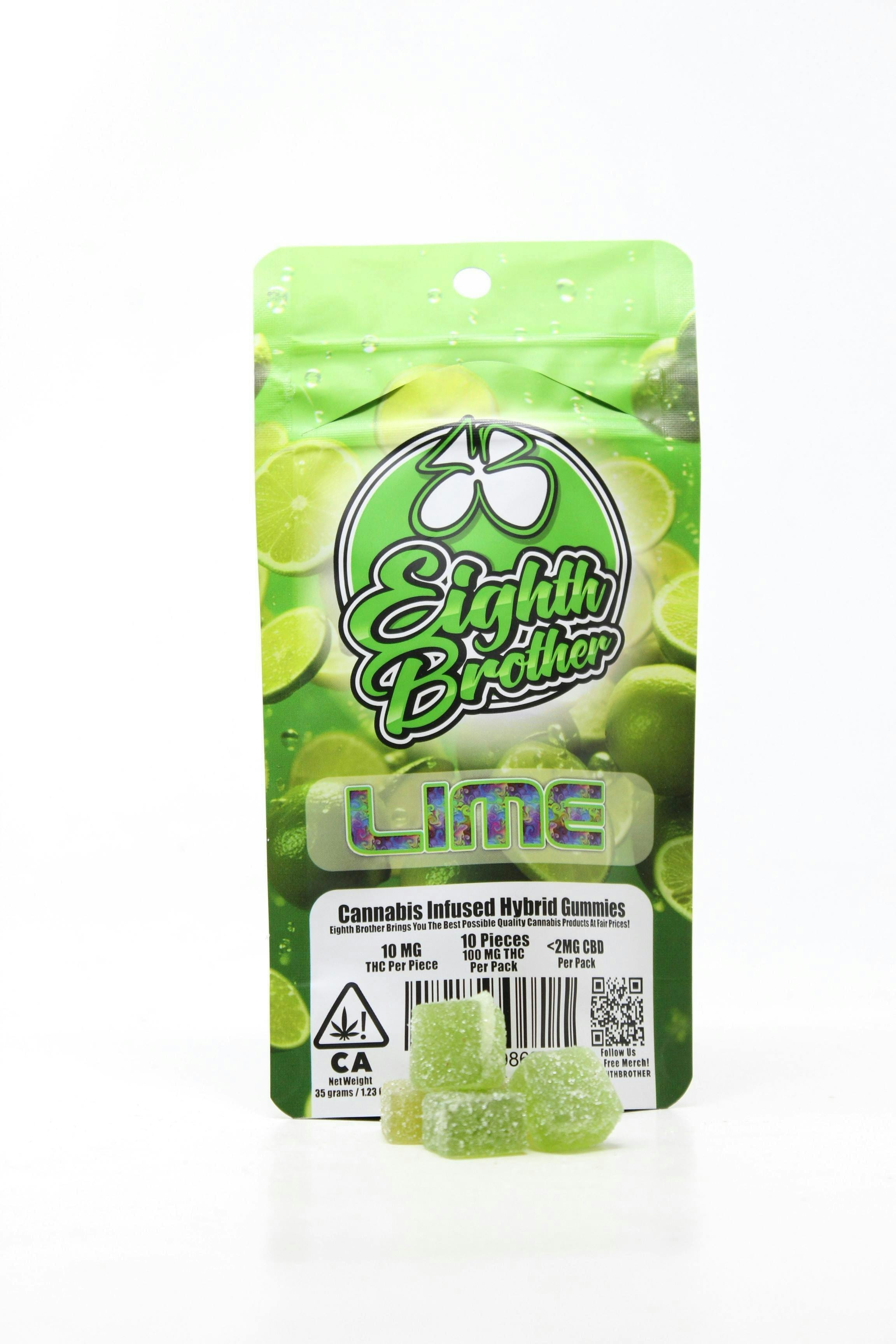 LIME 10MG 10PK GUMMIES - EIGHTH BROTHER -  - $4.30 - Edible (weight - each)