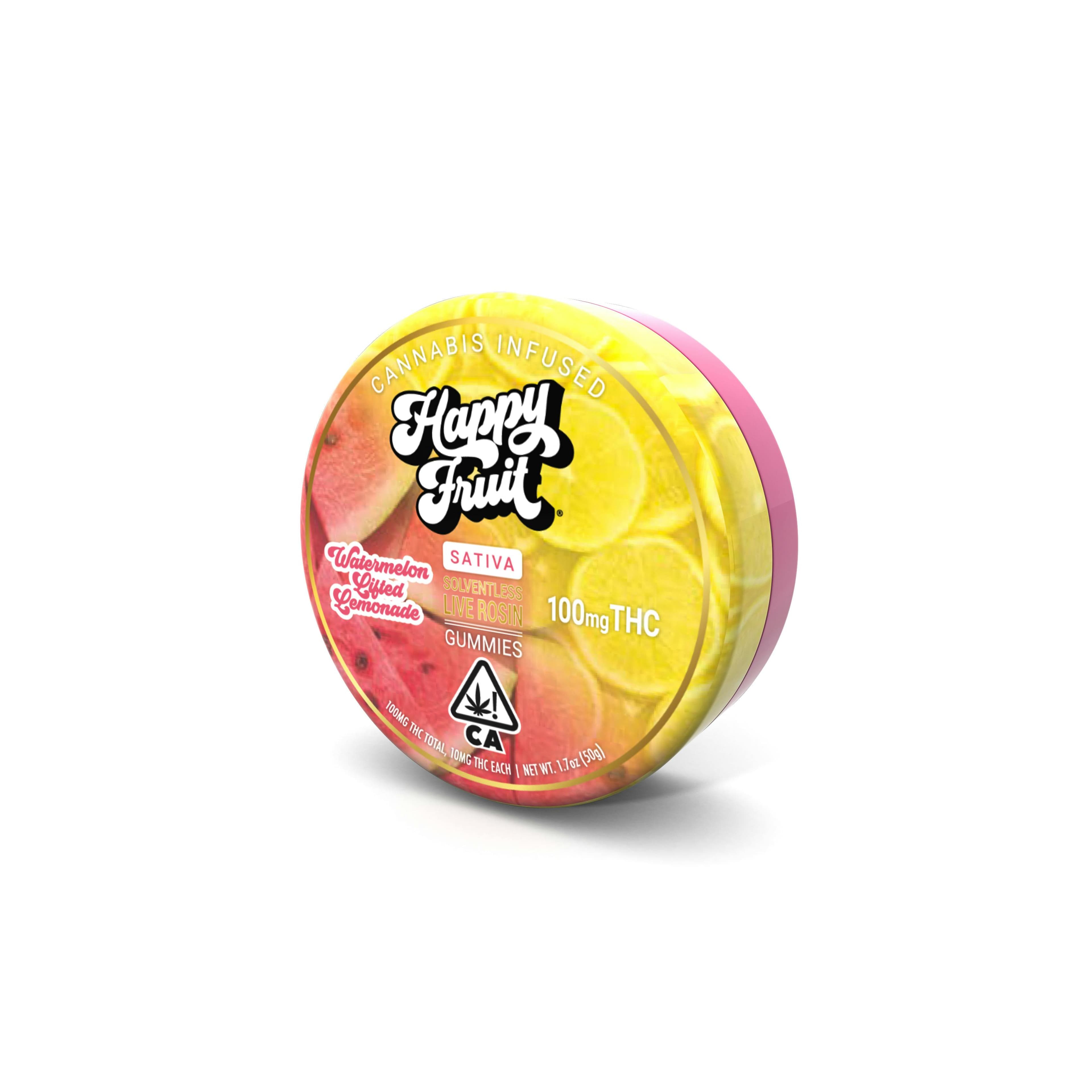 Watermelon Lifted Lemonade Rosin Gummies - 100mg THC - Happy Fruit - Watermelon Lifted Lemonade - $17 - Edibles
