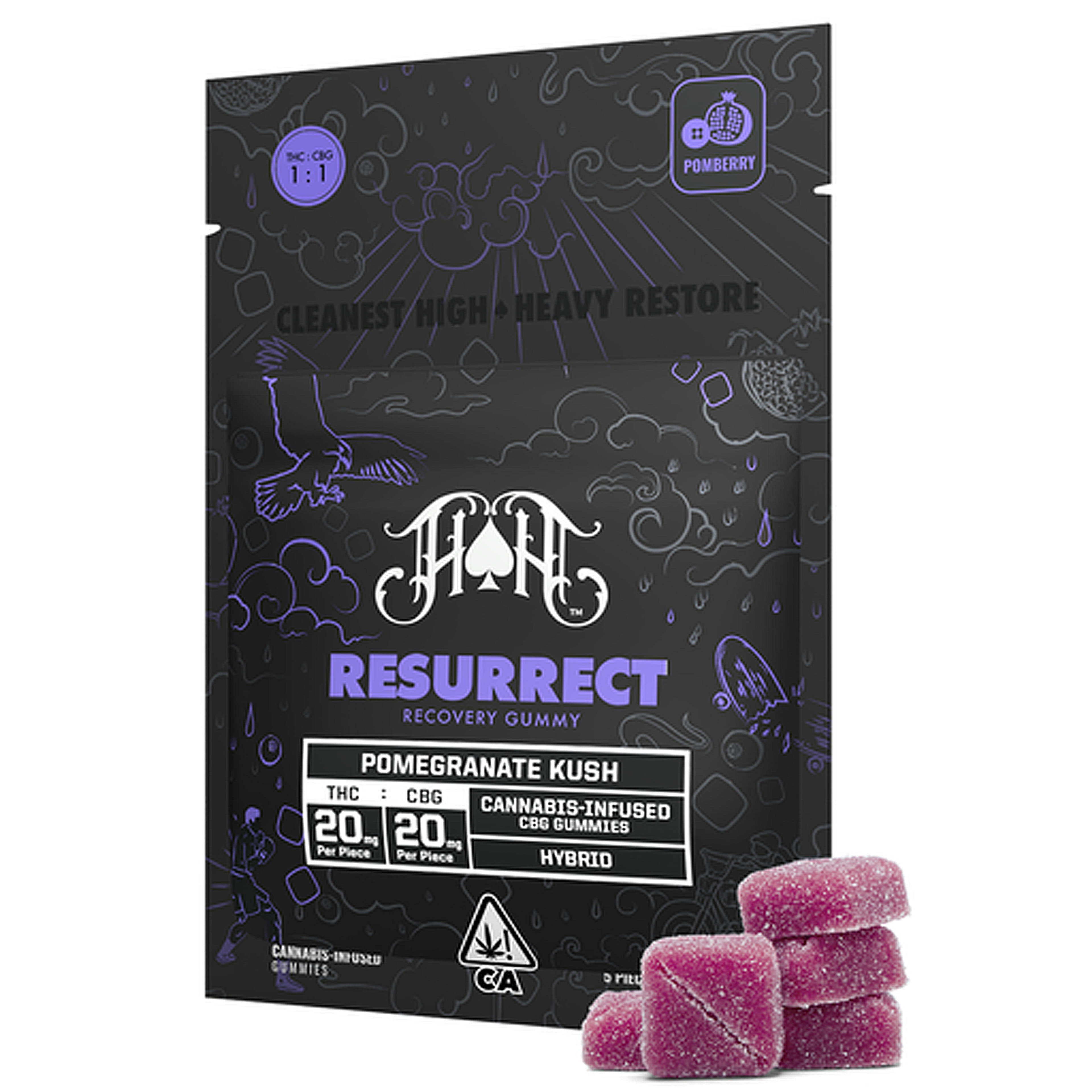 Heavy Hitter's CBG Resurrect Recovery Gummy Pack - Heavy Hitters - Pomegranate Kush Resurrect Recovery - $22 - Edibles