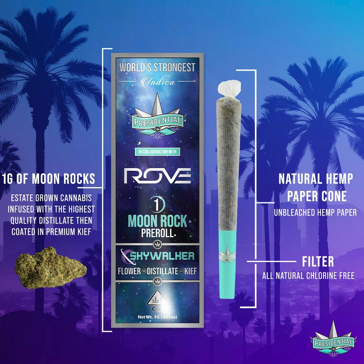 Presidential x THC Design - Skywalker - Moon Rock Pre-Roll - 1g - Presidential -  - $12.99 - Pre-Rolls