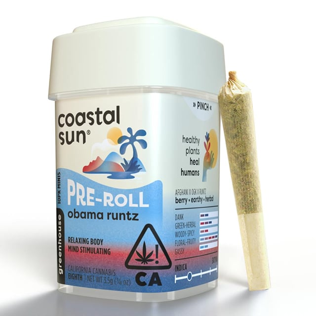 Coastal Sun Greenhouse Prerolls - Obama Runtz (3.5g/10-pack Indica)