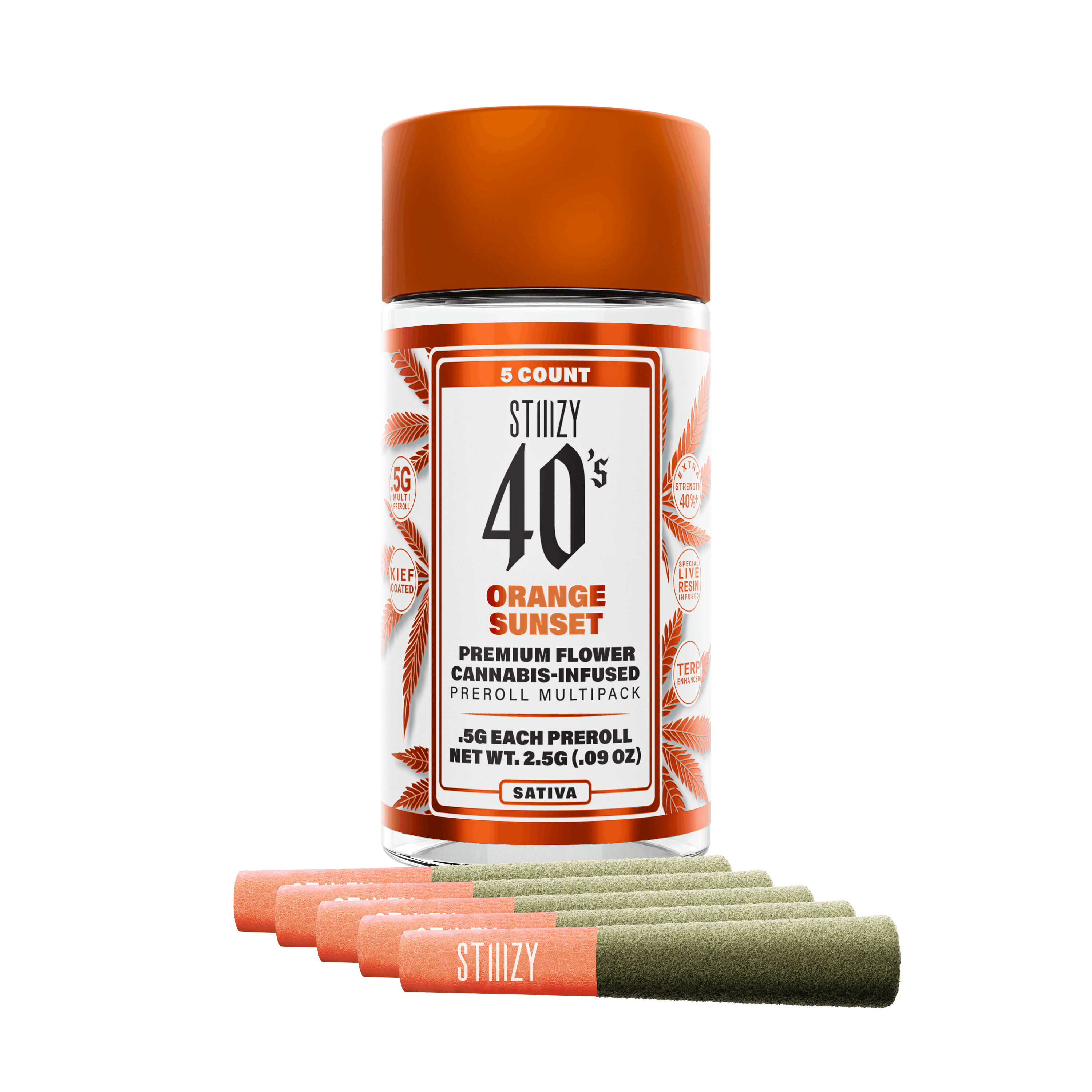 Orange Sunset .5G 40's Infused Preroll 5 Pack - STIIIZY -  - $18 - Pre-Rolls