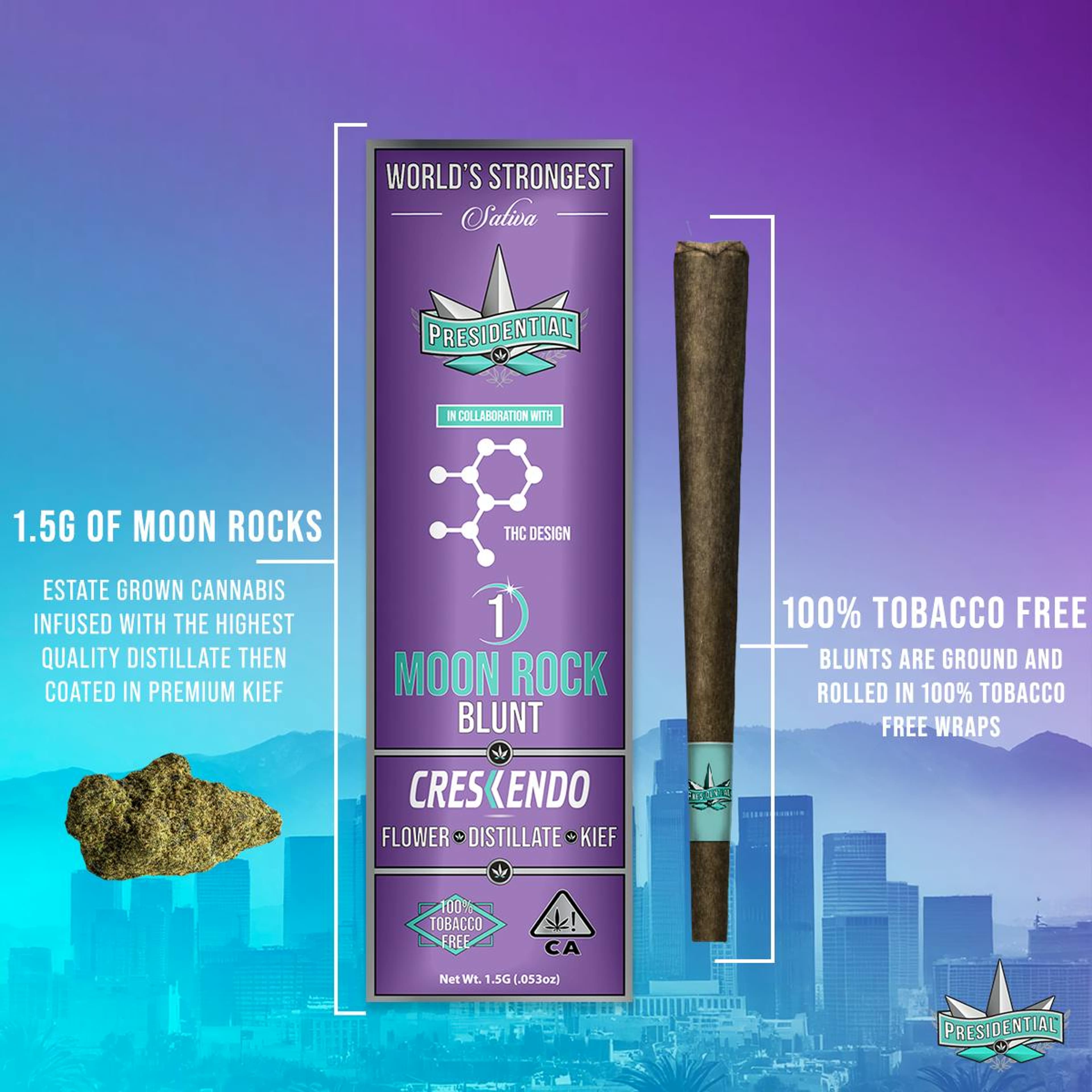 Crescendo THC Design x Presidential Moon Rock Blunt - 1.5g - Presidential - - $25 - Infused Pre-Rolls