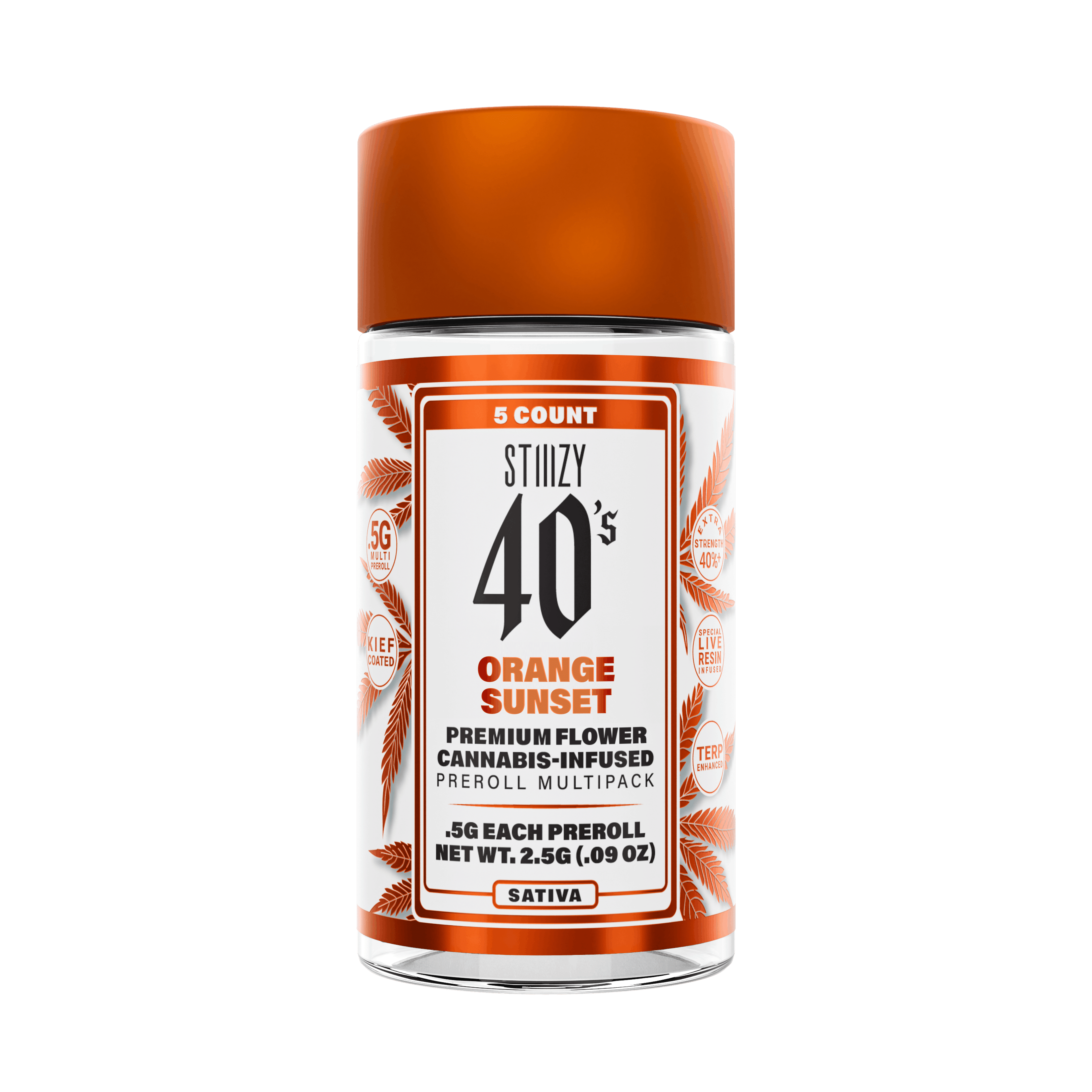 Orange Sunset .5G 40's Infused Preroll 5 Pack - STIIIZY - - $18 - Pre-Rolls