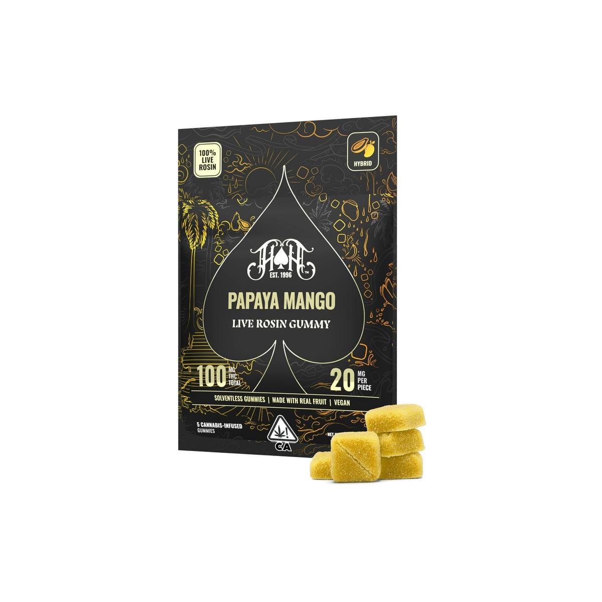 Papaya Mango  Live Rosin Gummies 5-pack - Heavy Hitters -  - $27.50 - Edibles