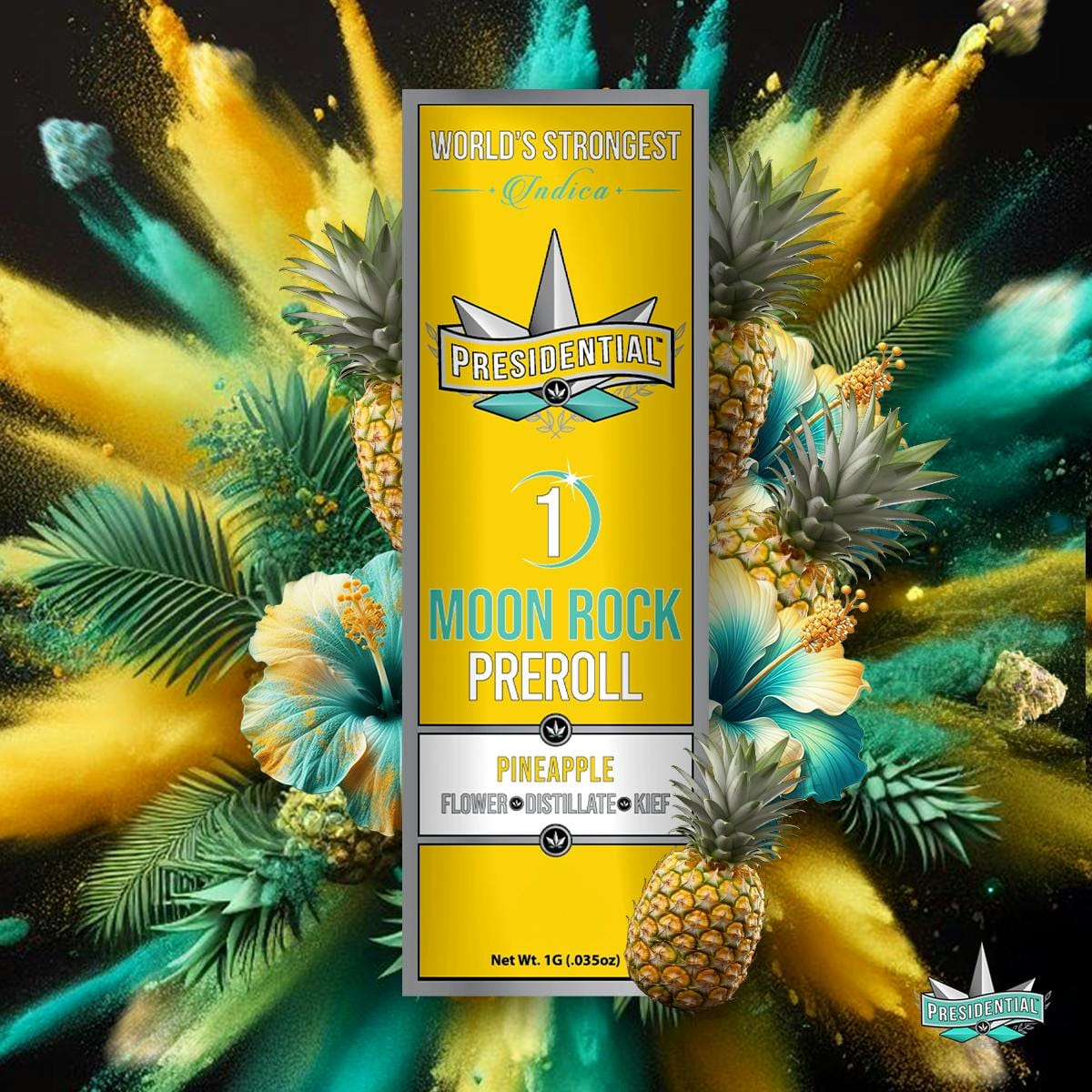 Pineapple Preroll 1g Moonrock Infused - Presidential -  - $11.53 - Pre-Rolls