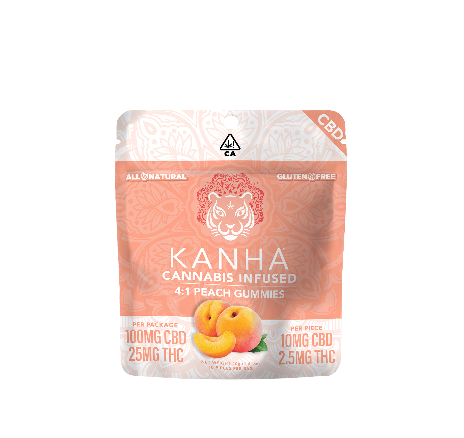 Peach 4:1 - CBD/THC 100mg Gummies - Kanha - 100mg 4:1 Gummies - $22 - Gummies