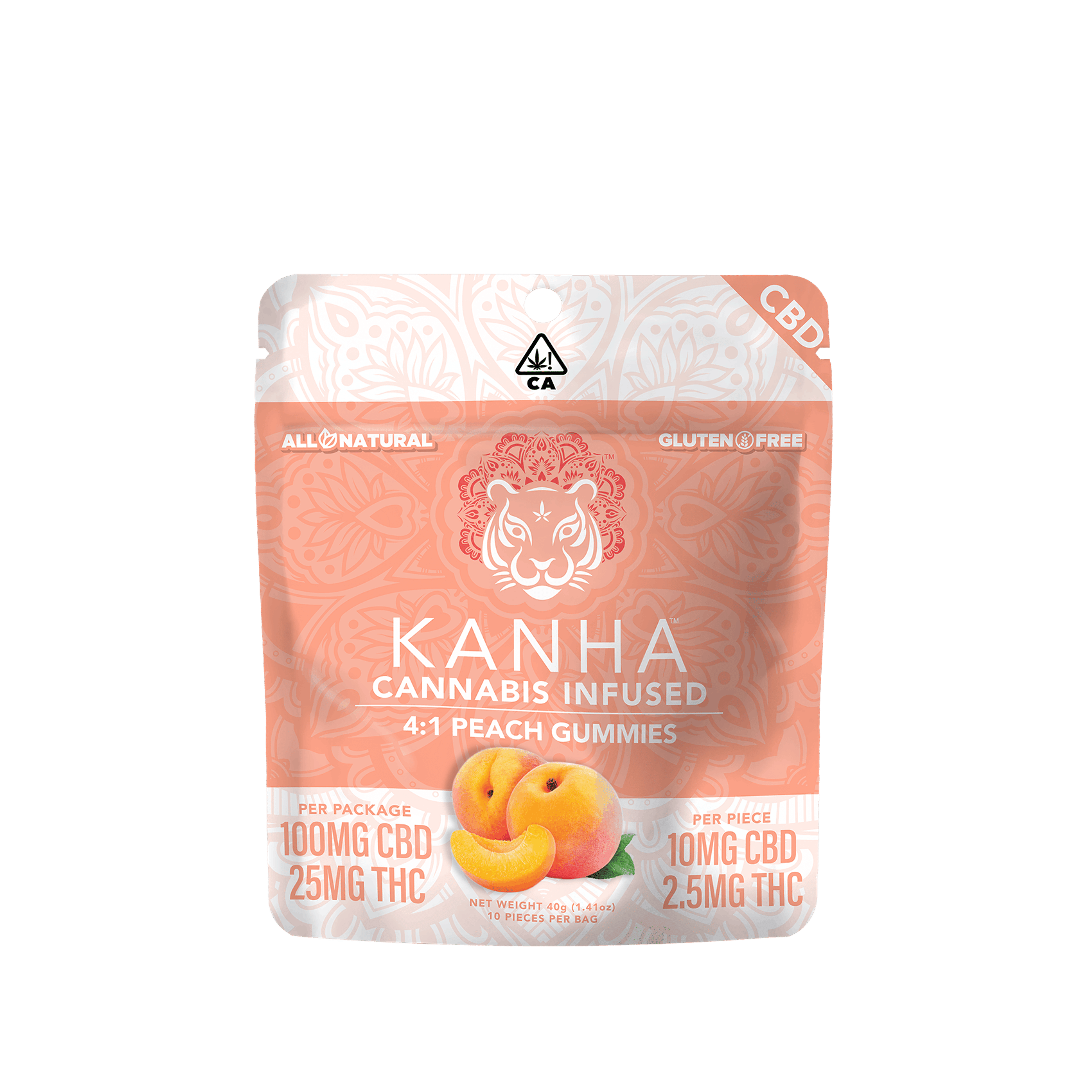 Peach 4:1 - CBD/THC 100mg Gummies - Kanha - 100mg 4:1 Gummies - $22 - Gummies