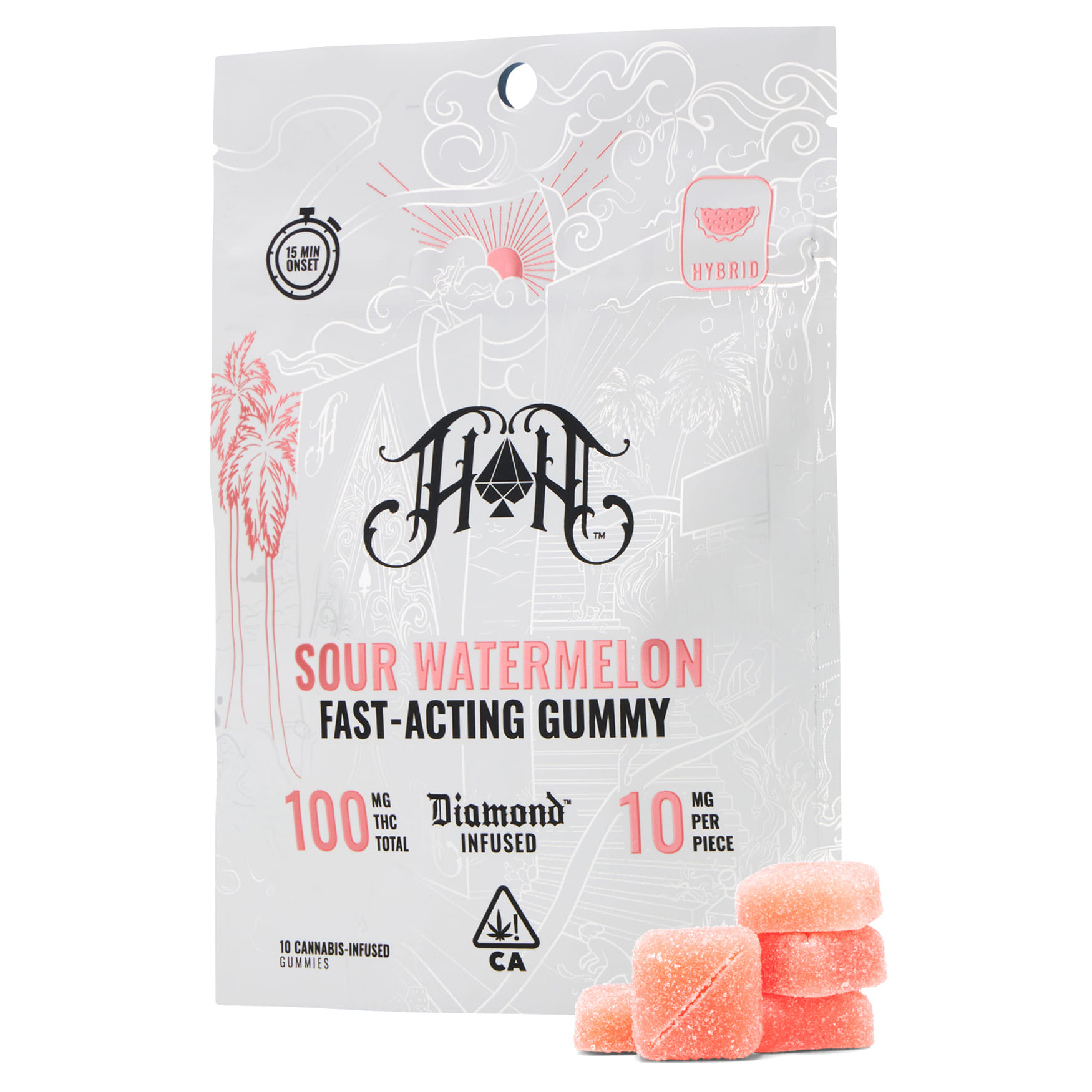 Sour Watermelon (H) Gummies - Heavy Hitters - Sour Watermelon (H) - $18.55 - Edibles
