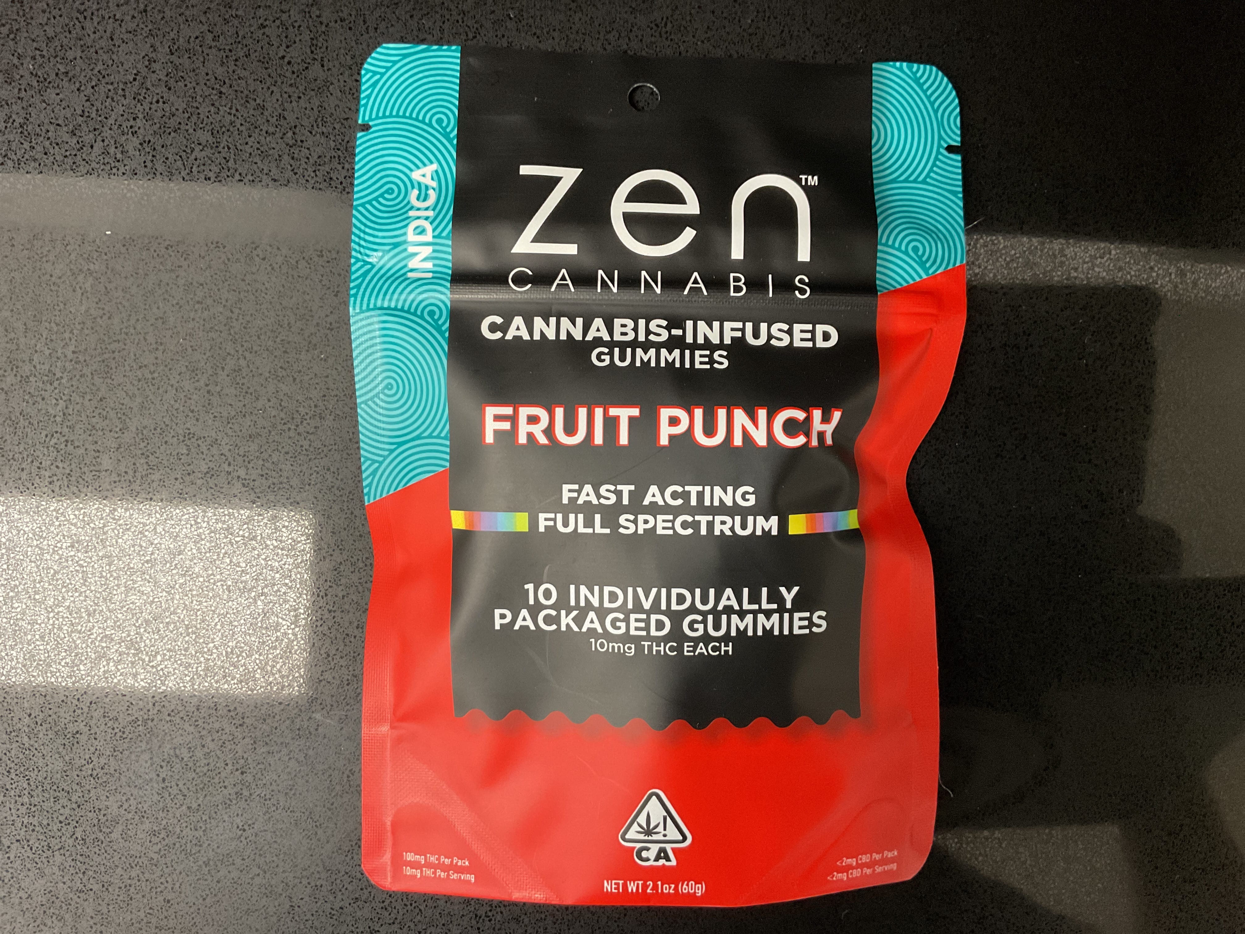 Gummy - ZEN - Indica Fruit Punch 100mg - ZEN - Fruit Punch Zen Gummies - $14 - Edibles