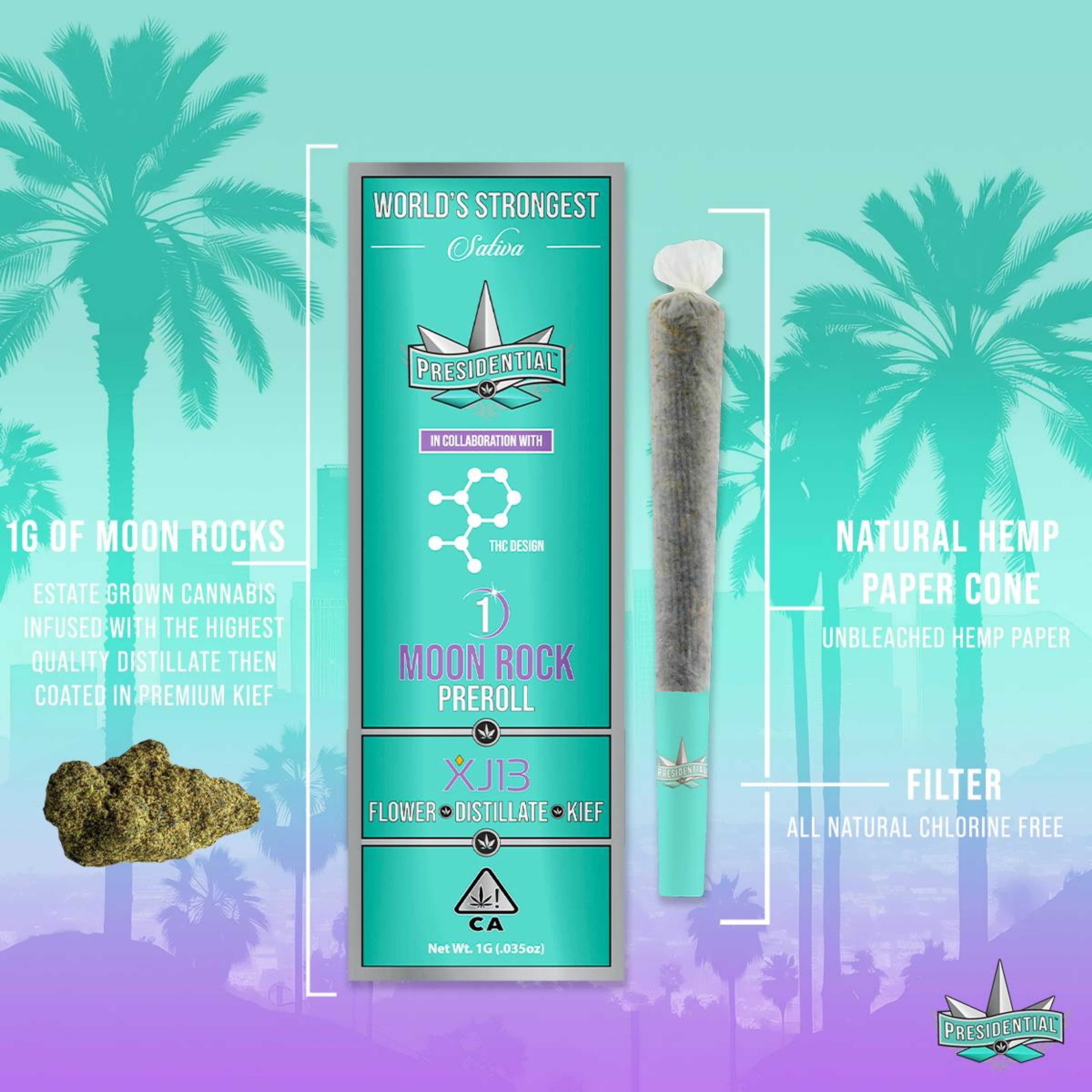 Presidential x THC Design - XJ-13 - Moon Rock Pre-Roll - 1g - Presidential - - $12.99 - Pre-Rolls
