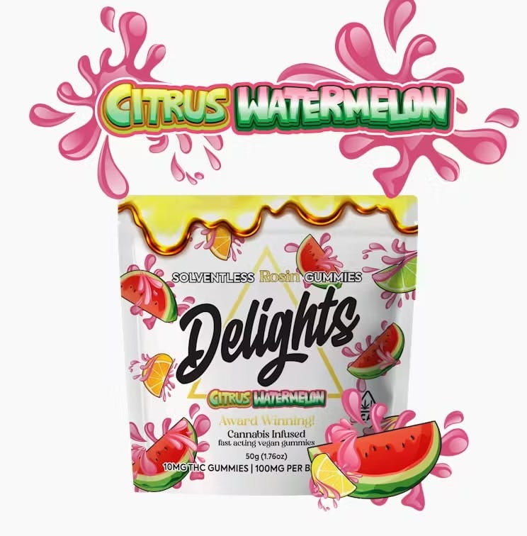 CITRUS WATERMELON SOLVENTLESS ROSIN GUMMIES 10PK 100MG - DAB DADDY -  - $8.50 - Edibles