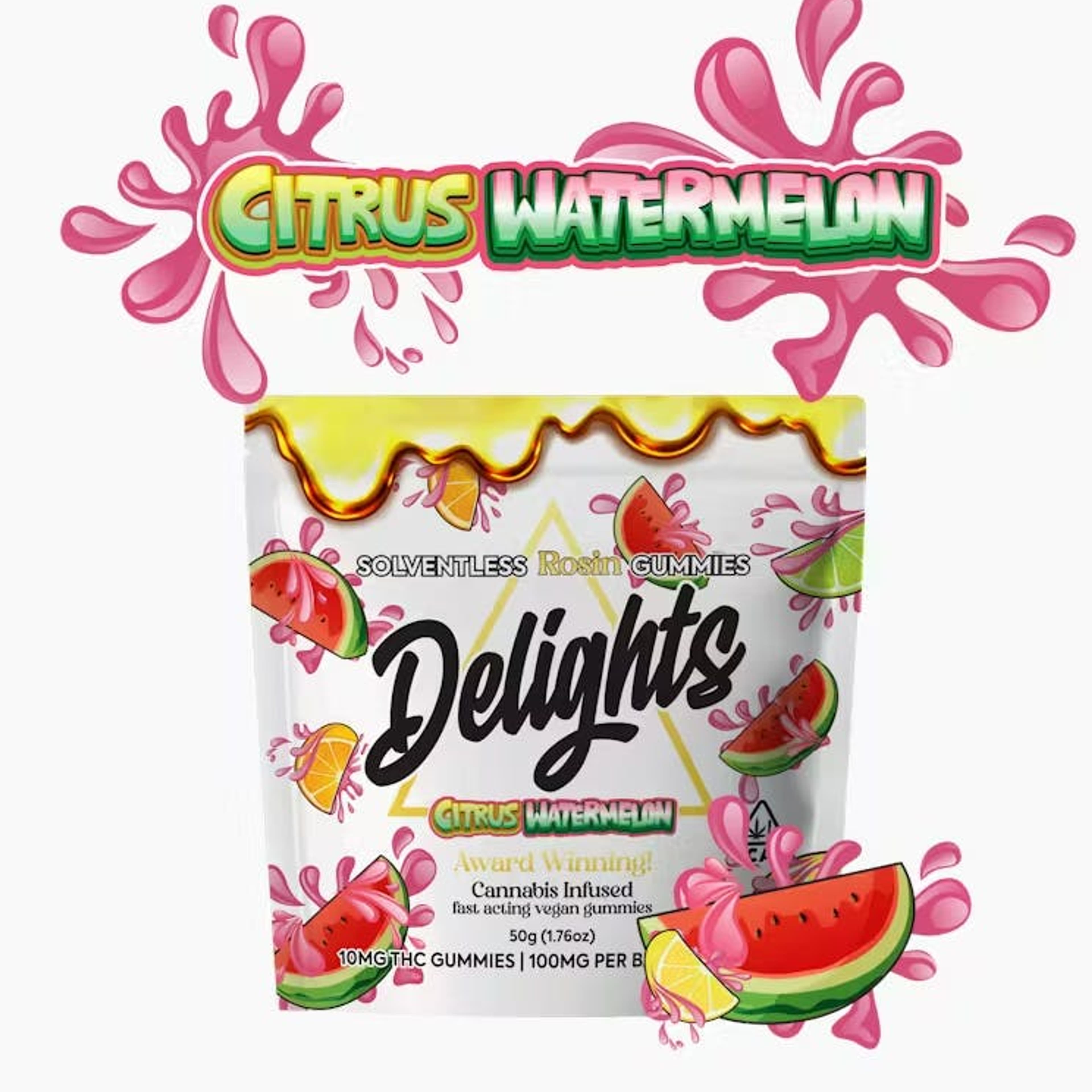 CITRUS WATERMELON SOLVENTLESS ROSIN GUMMIES 10PK 100MG - DAB DADDY - - $8.50 - Edibles