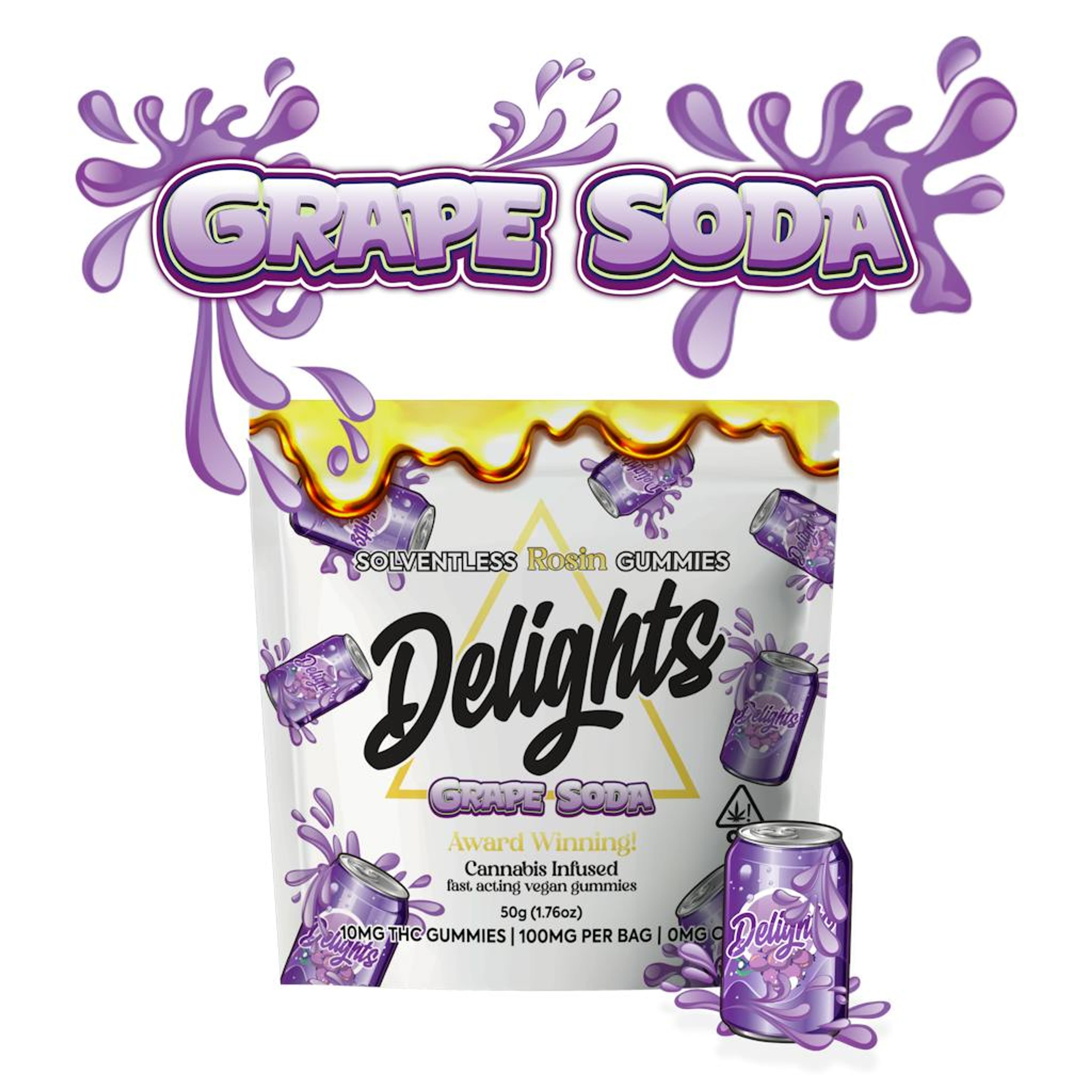 GRAPE SODA SOLVENTLESS ROSIN GUMMIES 10PK 100MG - DAB DADDY - - $8.50 - Edibles