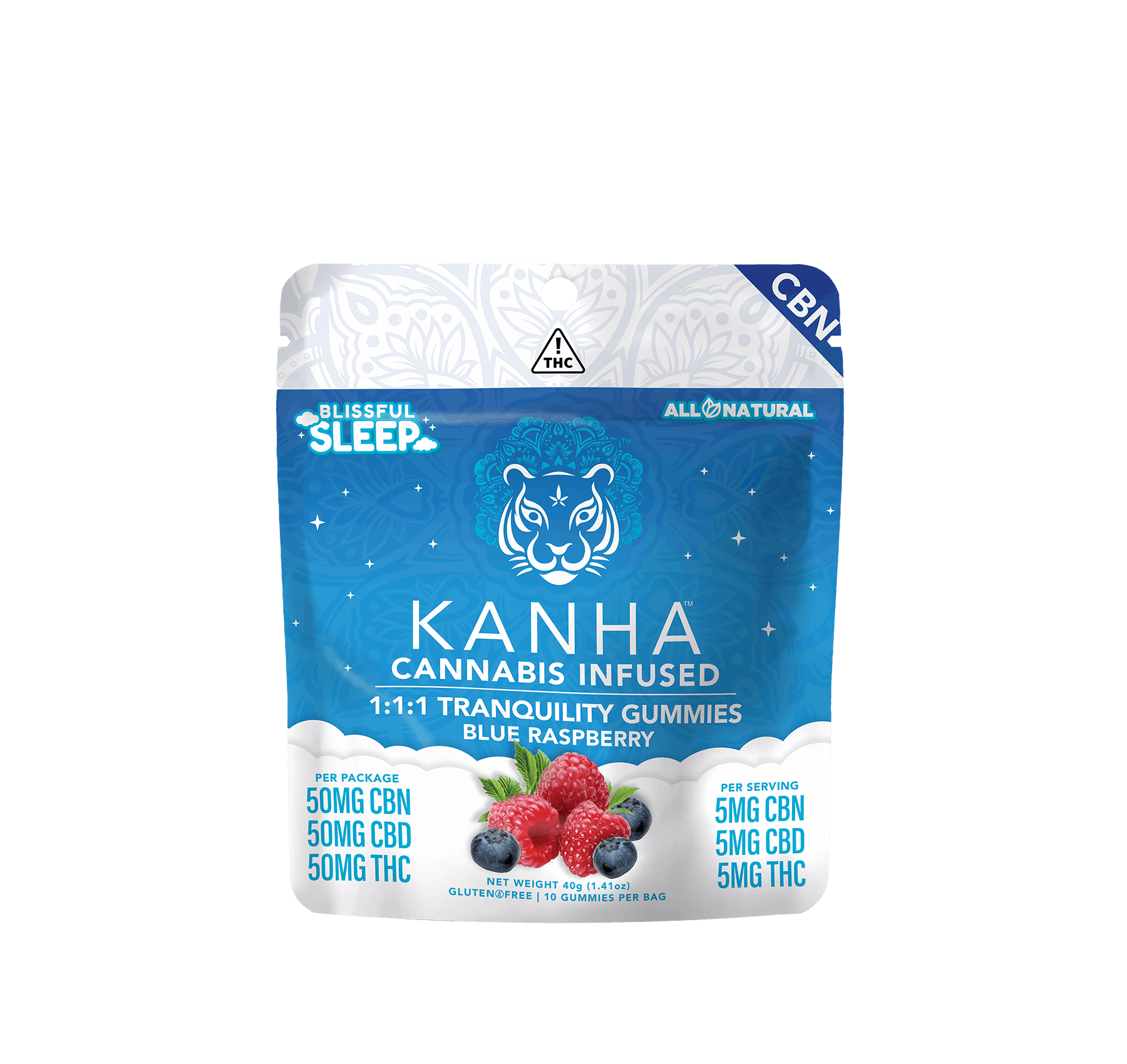 Berry Tranquility Gummies: 1:1:1 CBD|CBN|THC - 150mg - Kanha Gummies -  - $20 - Edibles