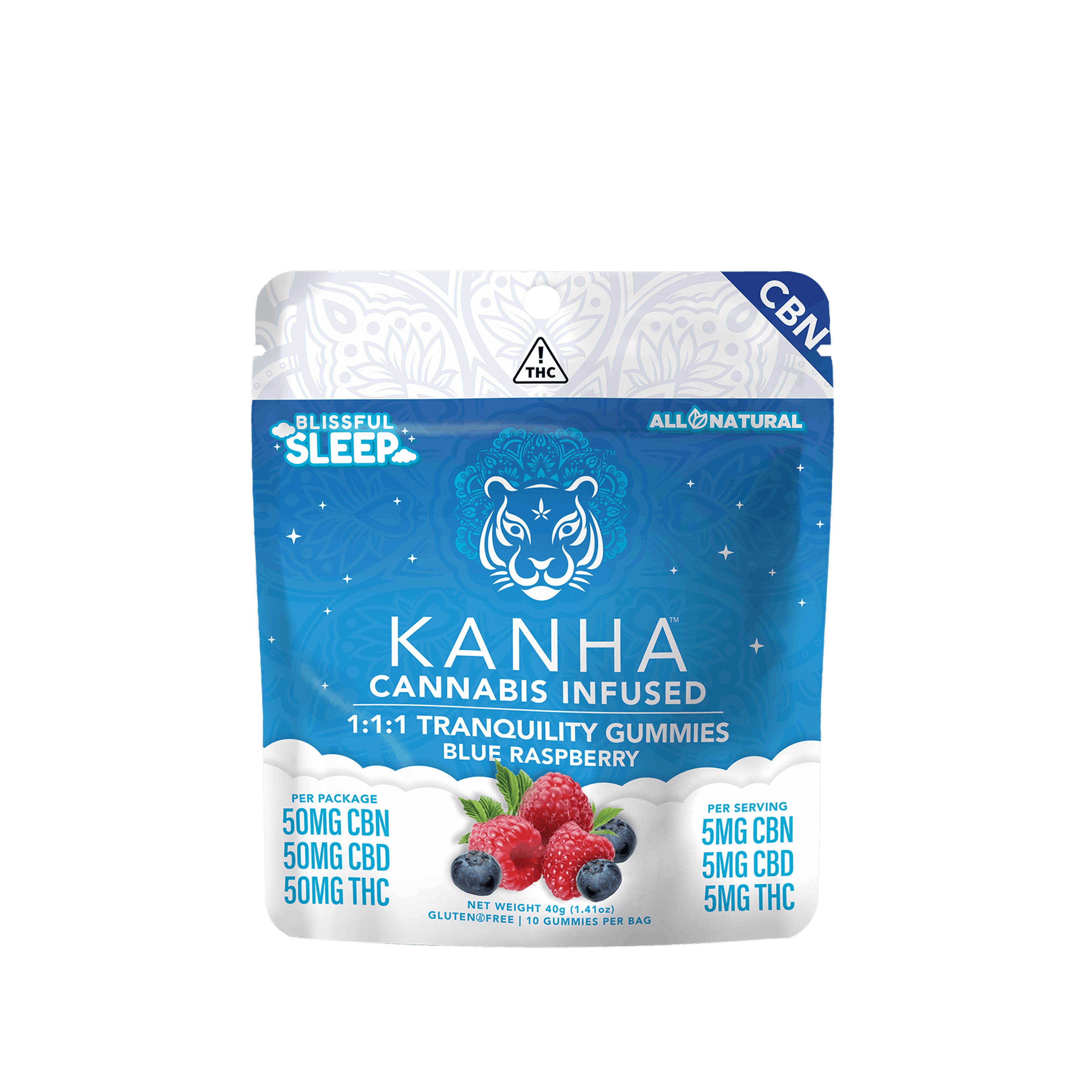 Berry Tranquility Gummies: 1:1:1 CBD|CBN|THC - 150mg - Kanha Gummies - - $20 - Edibles