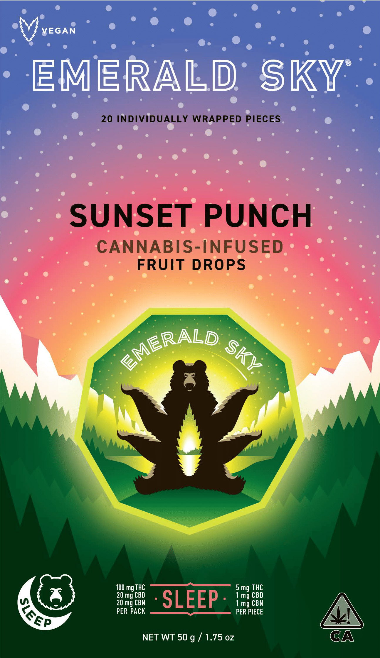 Sleep Sunset Punch Hard Fruit Drops 20ct 100mg - Emerald Sky -  - $14 - Edibles
