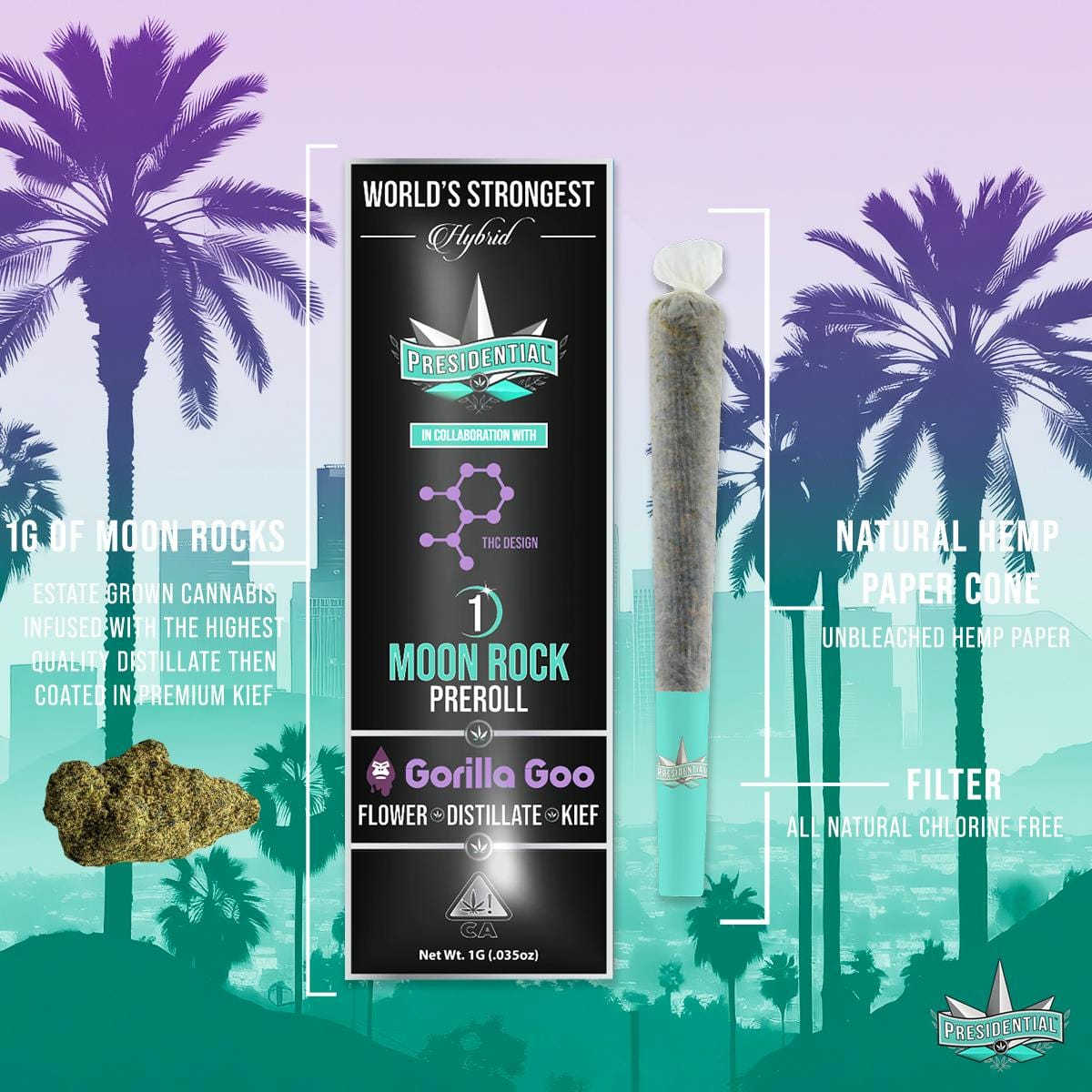 Presidential Moon Rock Preroll - Gorilla Goo (1g) - Presidential - Presidential Moon Rock Preroll - Gorilla Goo (1g) - $20 - Infused Pre-Rolls