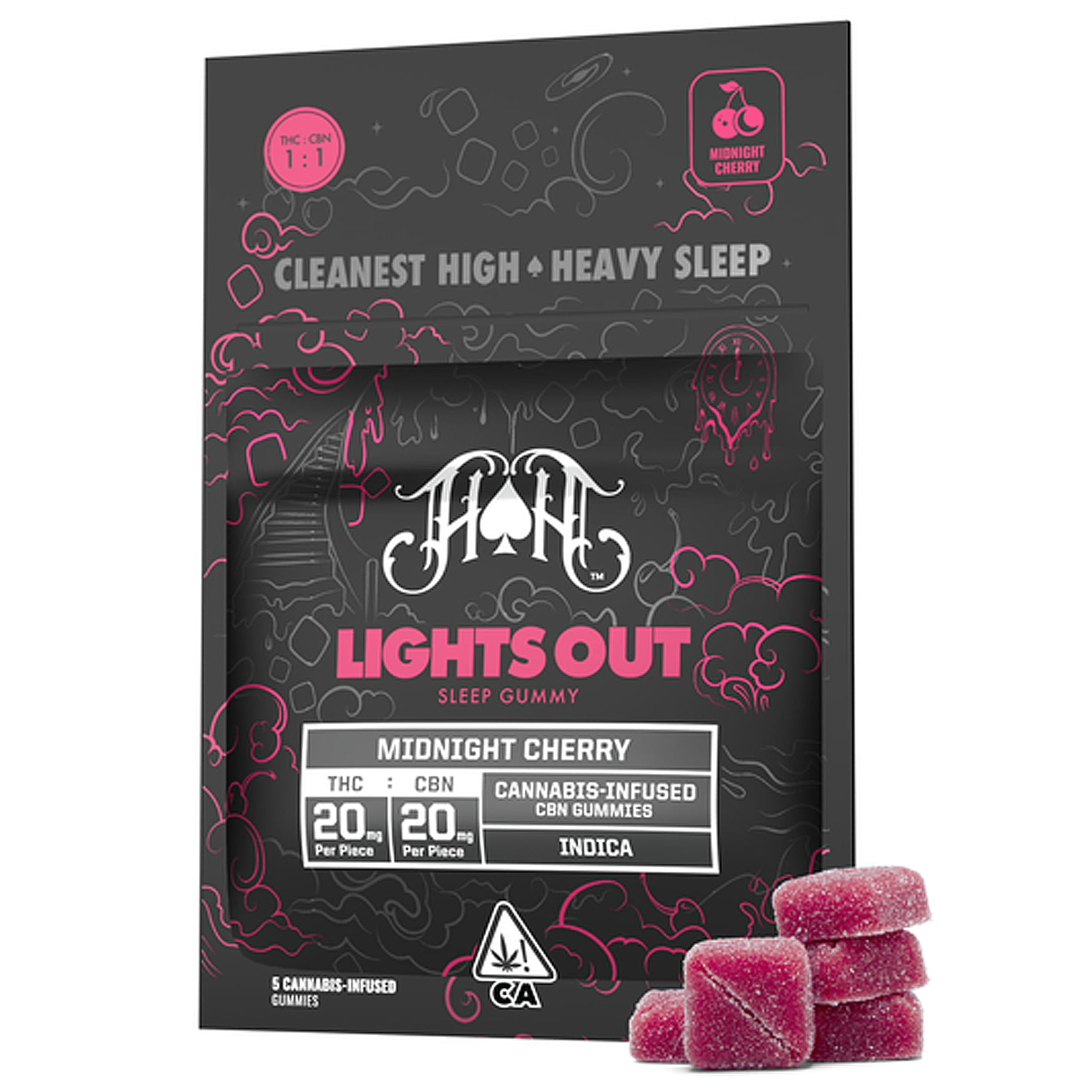 Lights Out: Midnight Cherry CBN Gummies - Heavy Hitters - Midnight Cherry Gummy - $20.46 - Edibles
