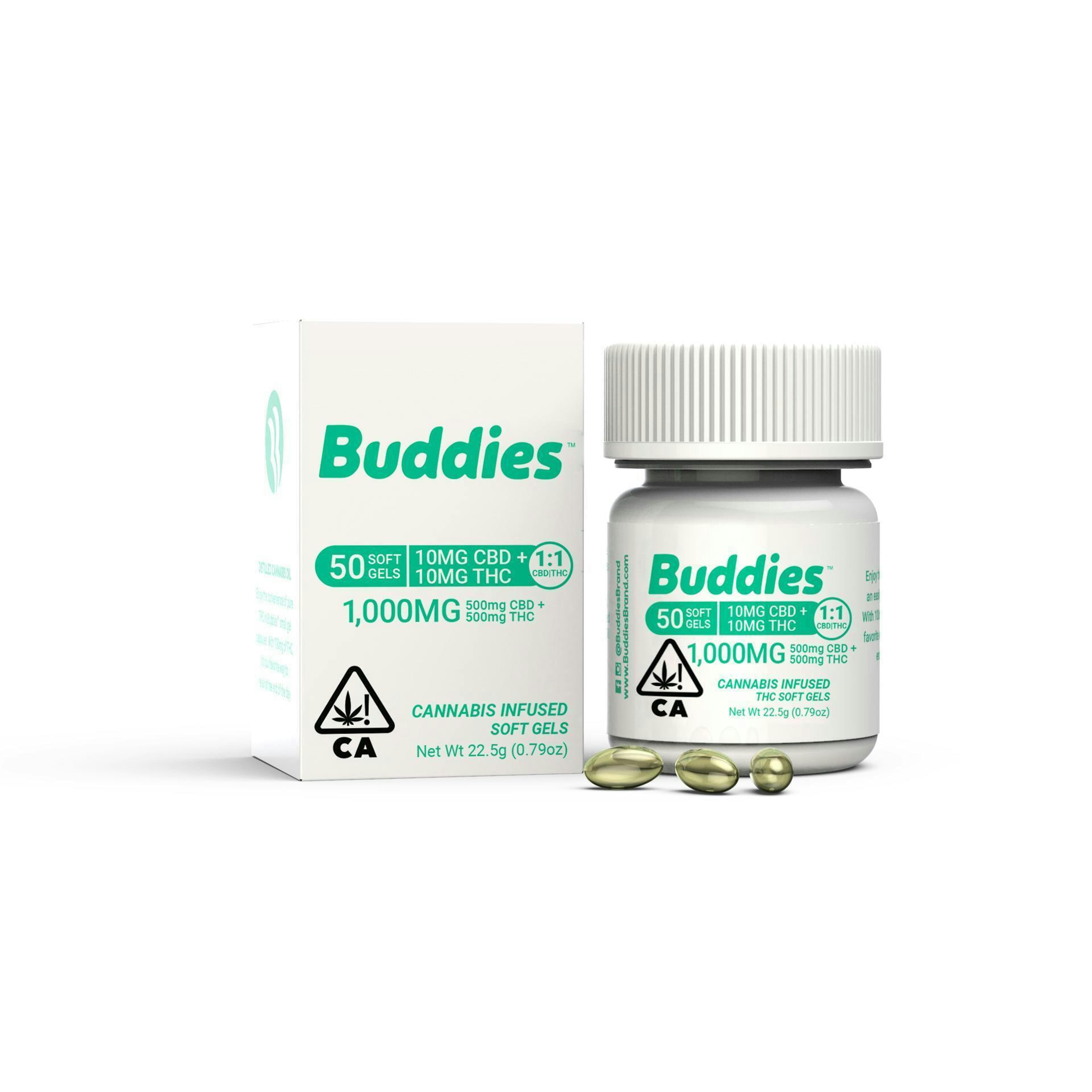 10:10 THC:CBD SOFTGEL CAPSULE - 50PK - Buddies - - $30.96 - Capsules
