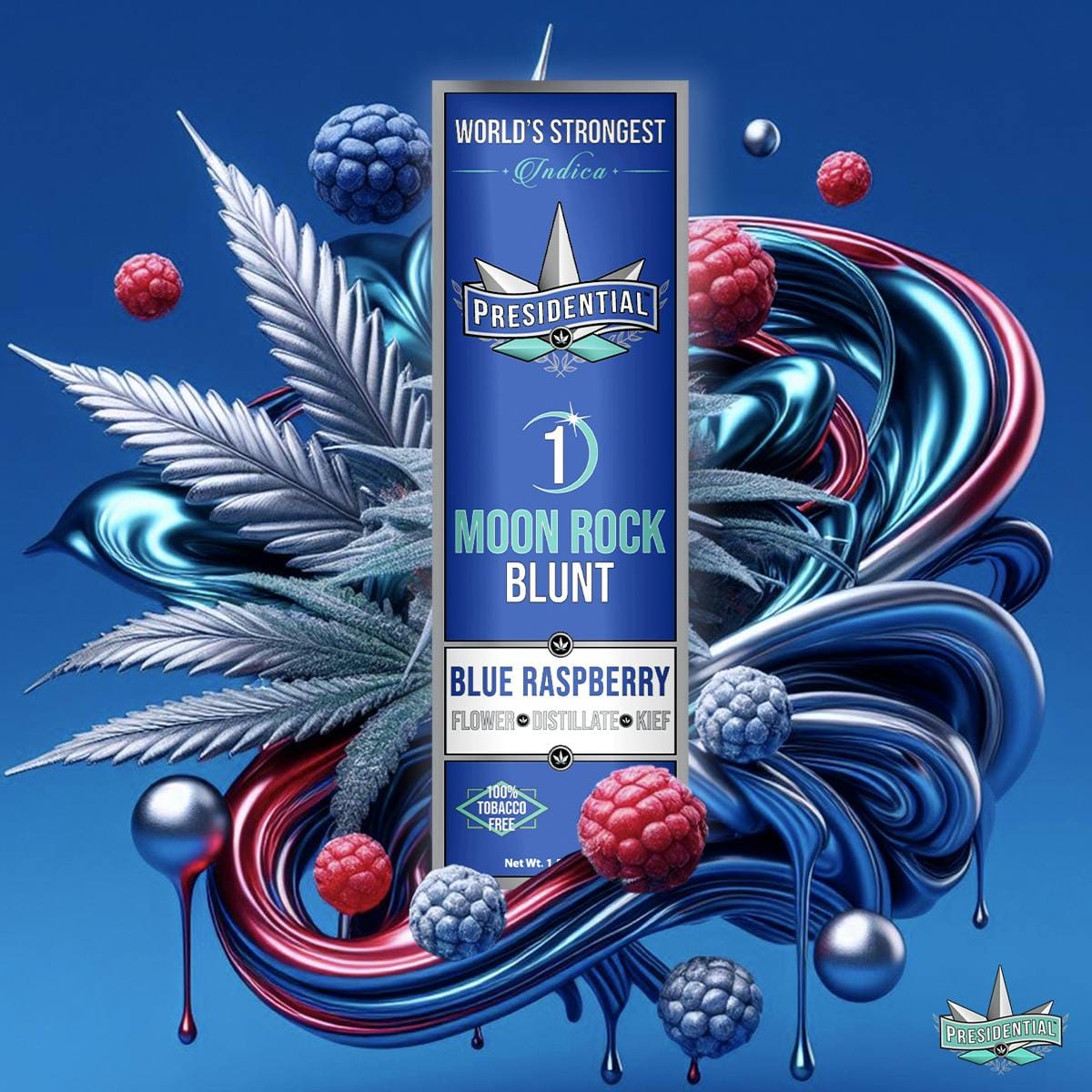 Blue Raspberry Moon Rock Blunt - 1.5g - Presidential -  - $22.50 - Infused Pre-Rolls