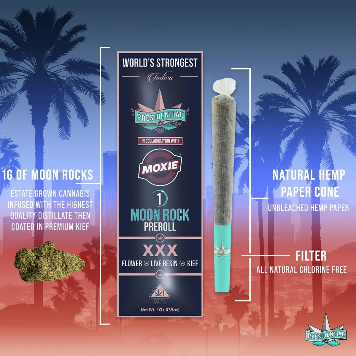Presidential Moon Rock Preroll - XXX (1g) - Presidential -  - $19 - Infused Pre-Rolls