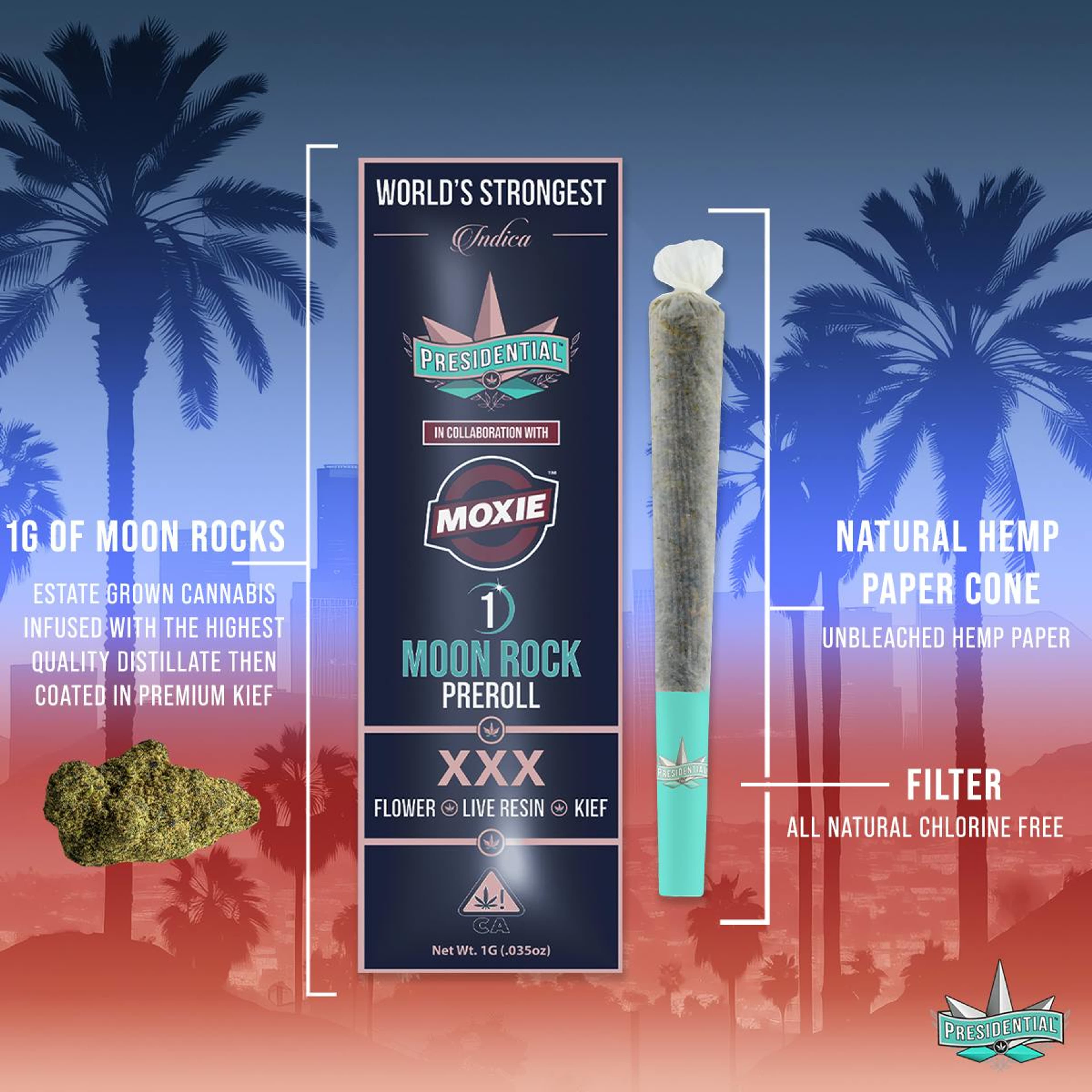 Presidential Moon Rock Preroll - XXX (1g) - Presidential - - $19 - Infused Pre-Rolls