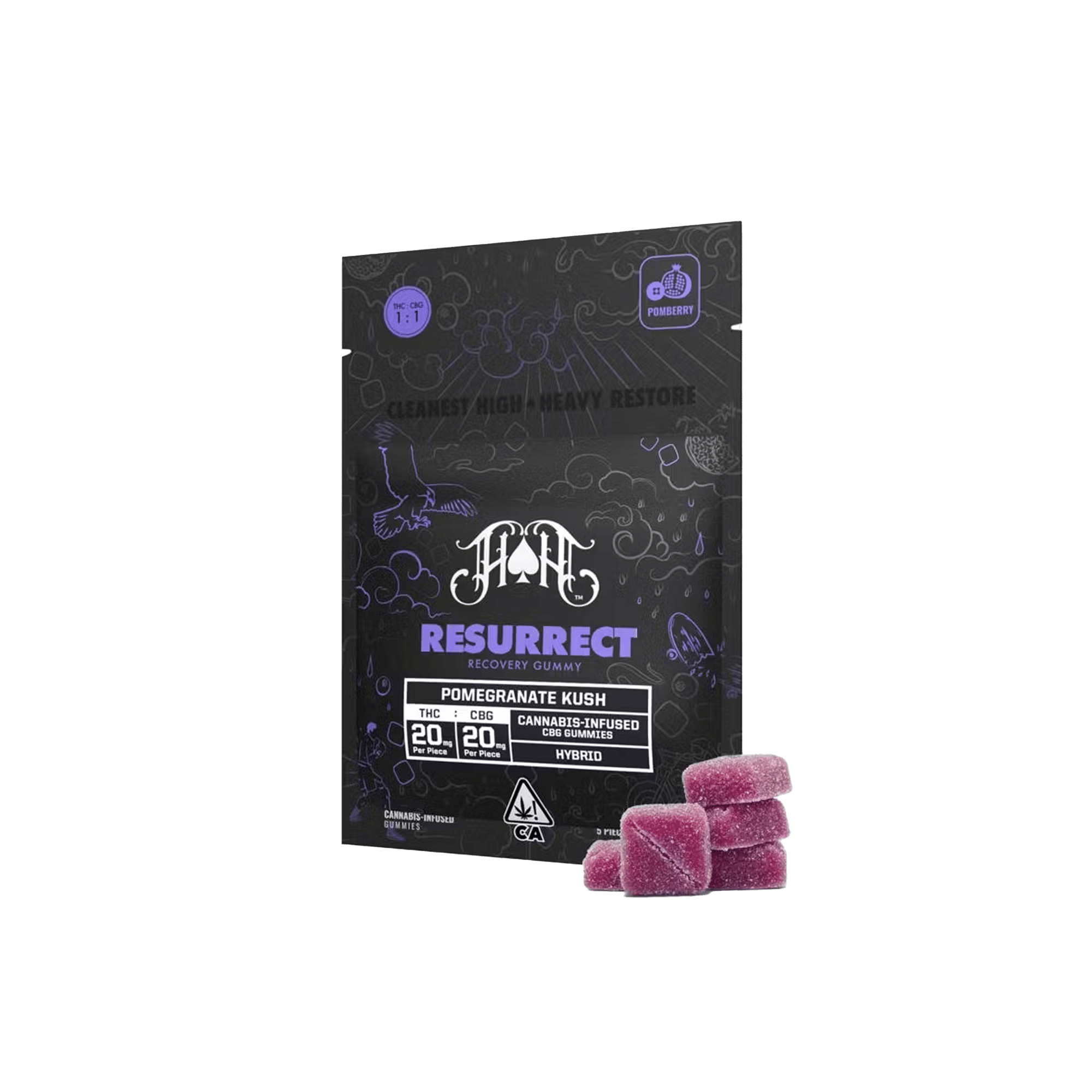 Pomegranate Kush - Resurrect - RCS CBG Recovery Gummies - Heavy Hitters - 5 Gummies - $21.99 - Edibles