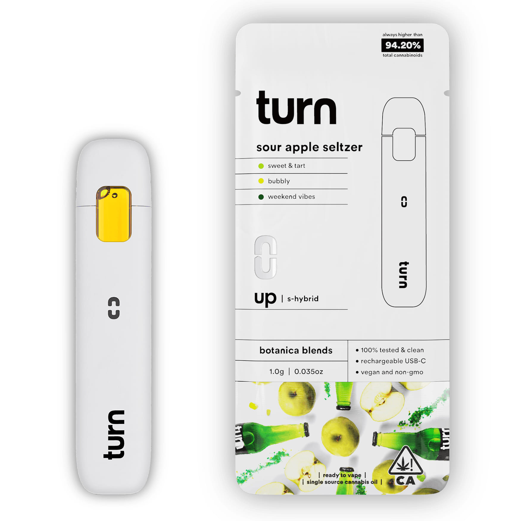 Sour Apple Seltzer (SH) AIO - 1g Botanica Blends - Turn - Sour Apple Seltzer (S/H) - $27.30 - Cartridges
