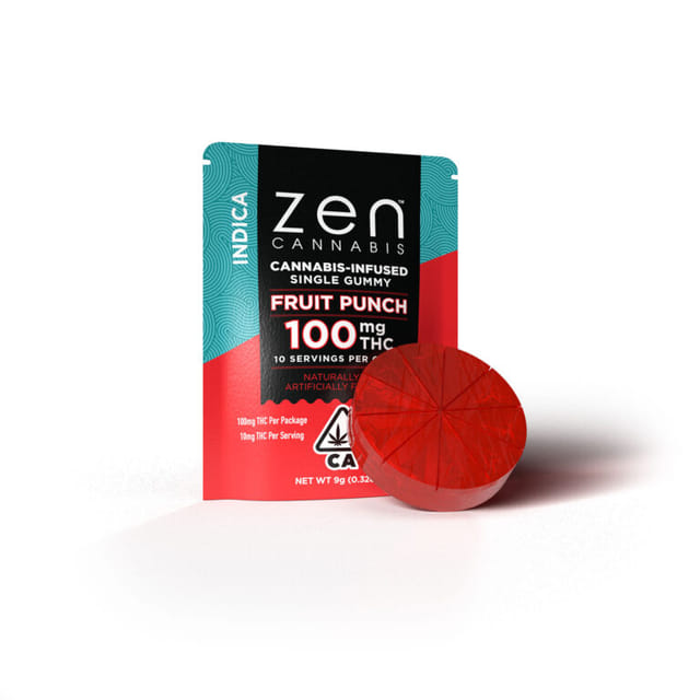 Zen Cannabis — Indica Fruit Punch Single Cannabis Infused Gummy 100mg