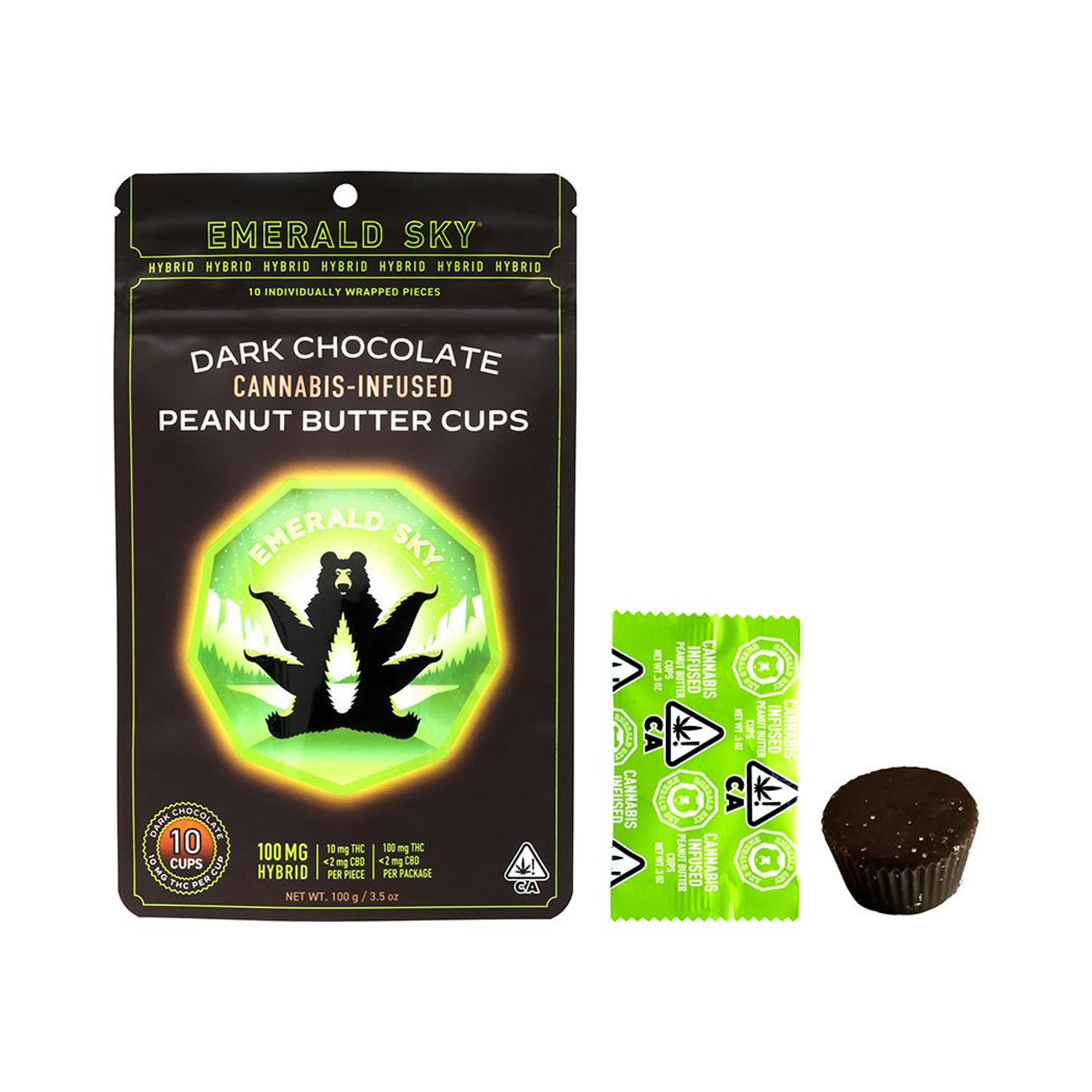 Dark Chocolate Peanut Butter Cups 100mg 10-Pack - Emerald Sky - 100mg Hybrid Chocolates - $18 - Edibles