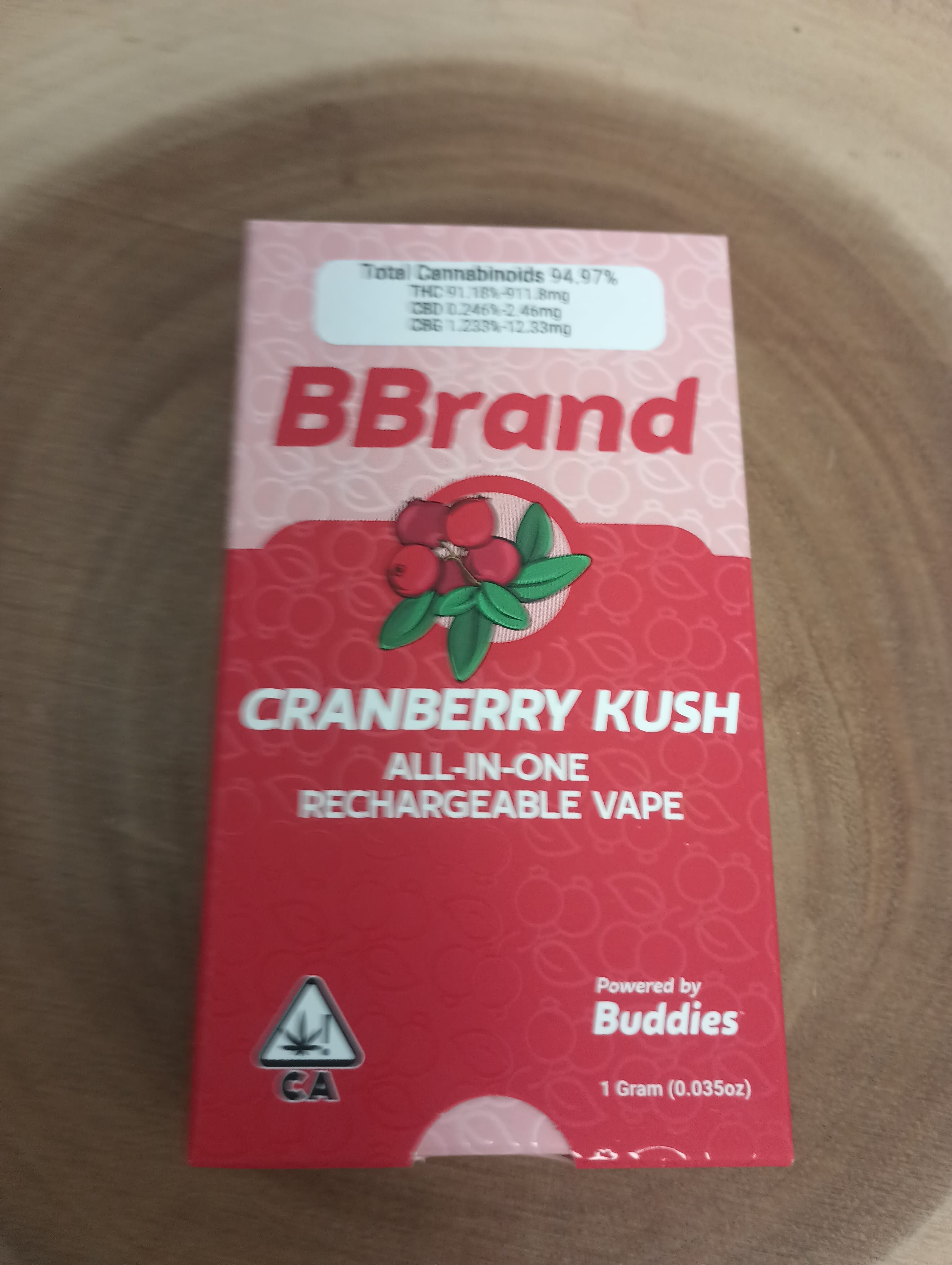 CRANBERRY KUSH 1G DISP - BBRAND -  - $27.95 - Vape Cartridge