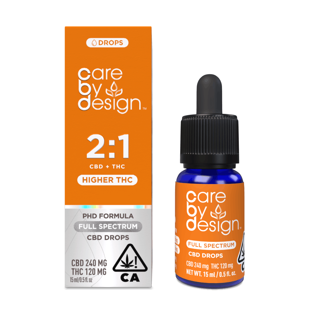 Care By Design: 2:1 Full Spectrum CBD Drops  (Higher THC) - 15mL - Care By Design -  - $45 - Tincture