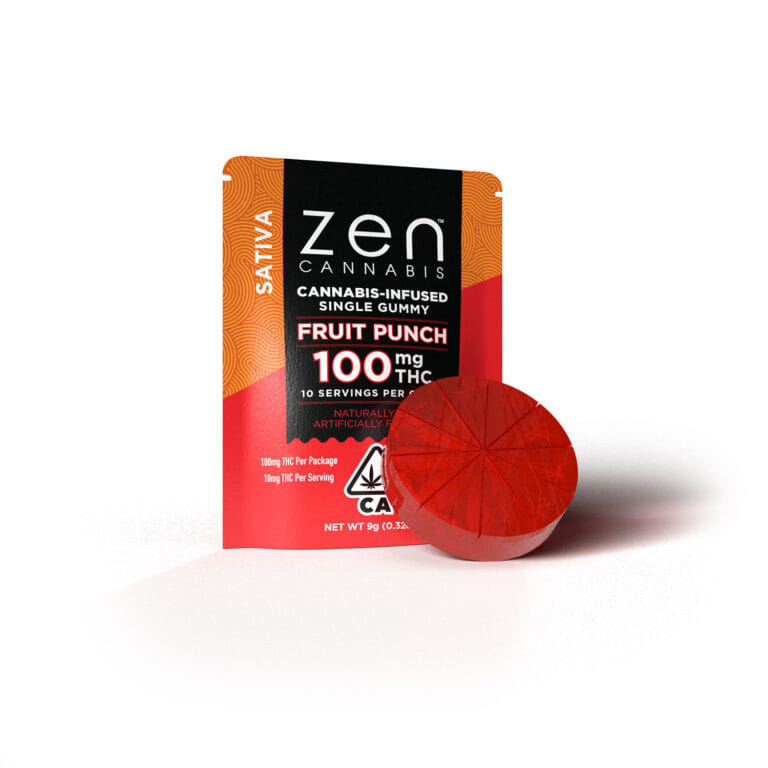 Zen Cannabis: Sativa Fruit Punch Single Cannabis Infused Gummy 100mg