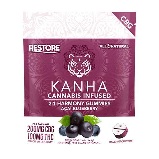 Harmony - Acai Blueberry - 2:1 CBG:THC Gummies - Kanha - 10 Gummies - $22.99 - Edibles