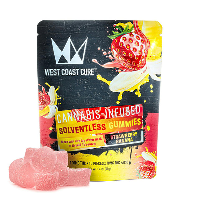 West Coast Cure Hash Gummies - Strawberry Banana (100mg/10-pack Hybrid)