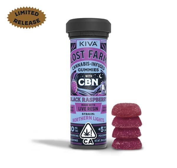 Lost Farm Gummies | 2:1 THC:CBN Black Raspberry / Northern Lights - Indica - Kiva -  - $22 - Edibles