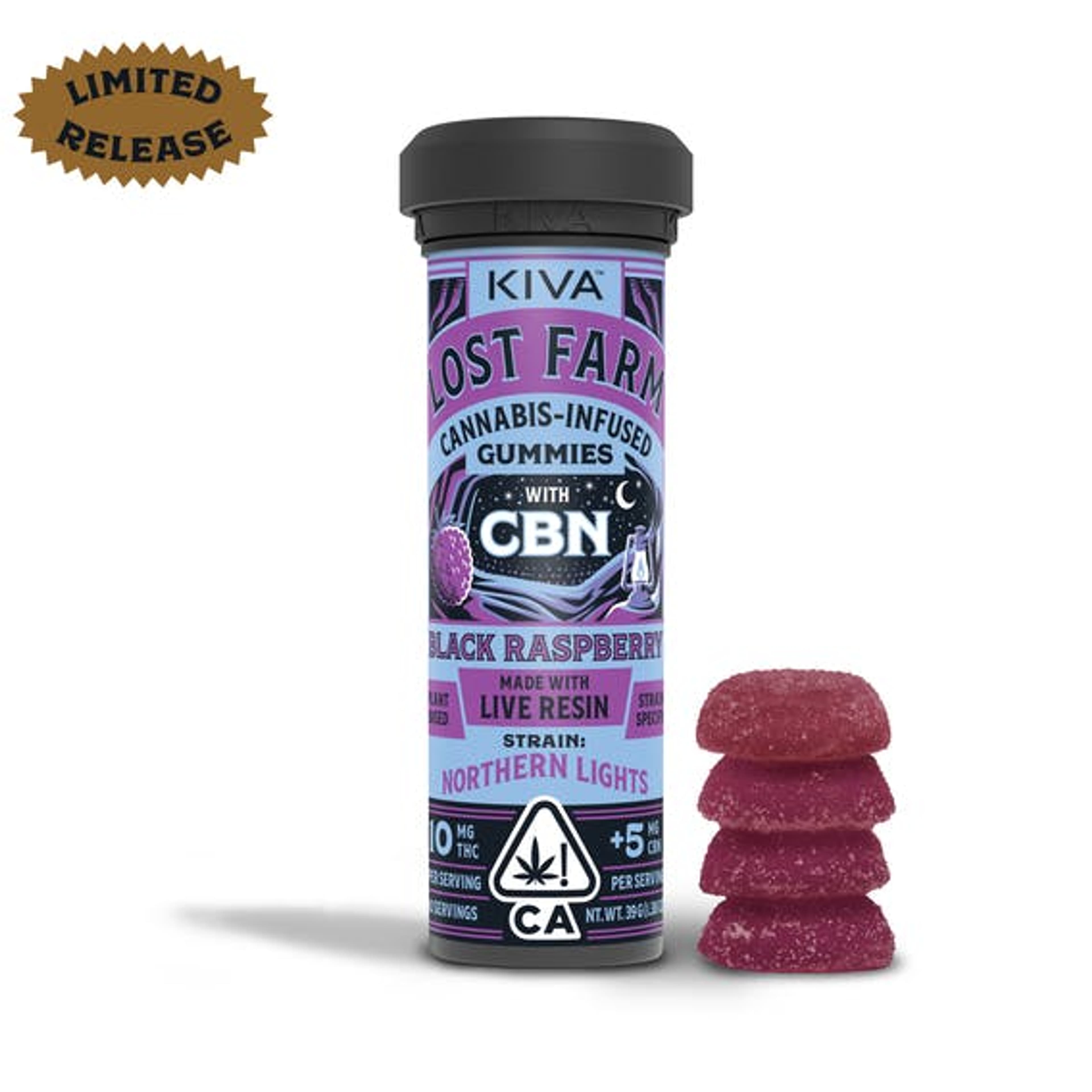 Lost Farm Gummies | 2:1 THC:CBN Black Raspberry / Northern Lights - Indica - Kiva - - $22 - Edibles