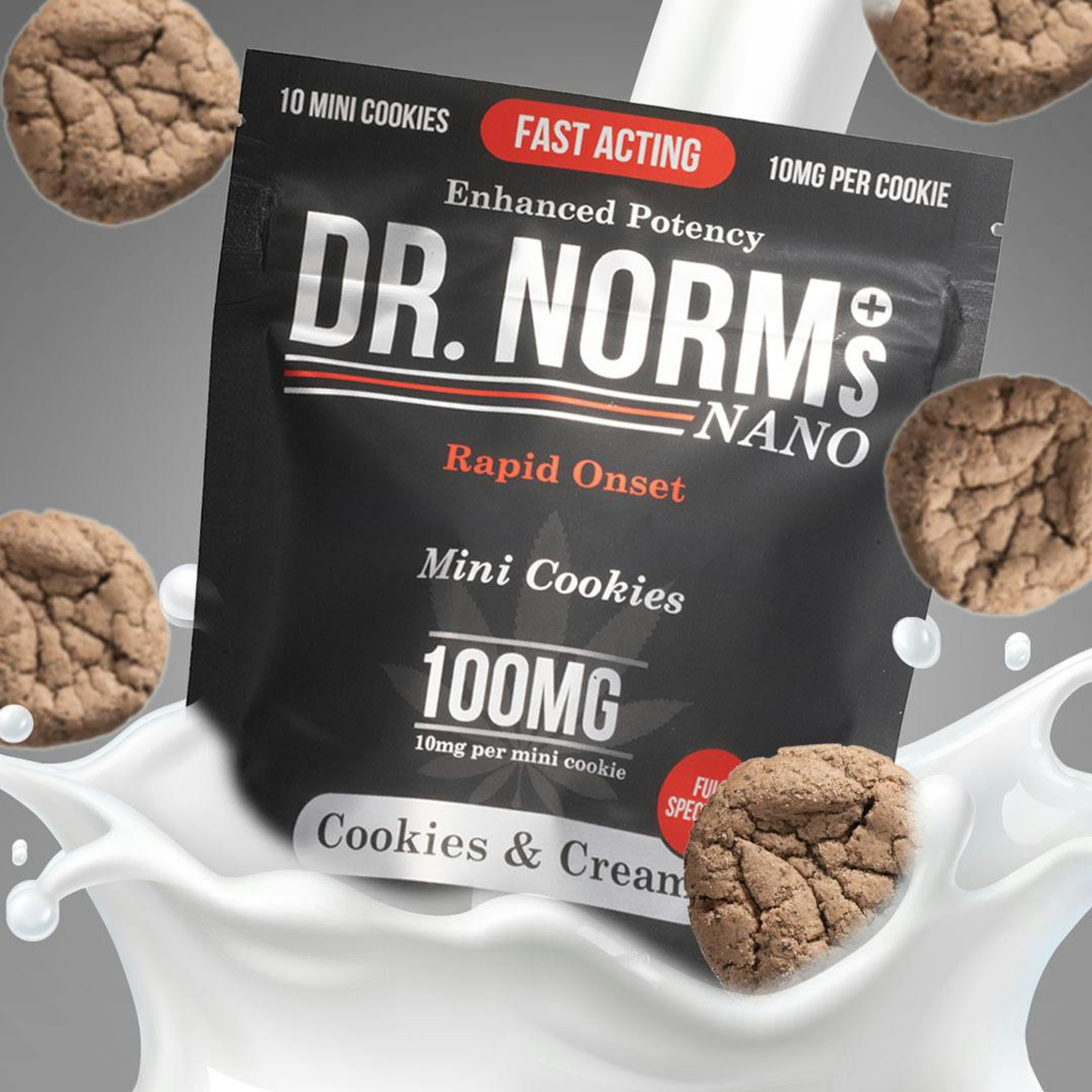 Cookies & Cream Fast-Acting Nano Cookies - Dr. Norm's - 10 Mini Cookies - $14.99 - Edibles
