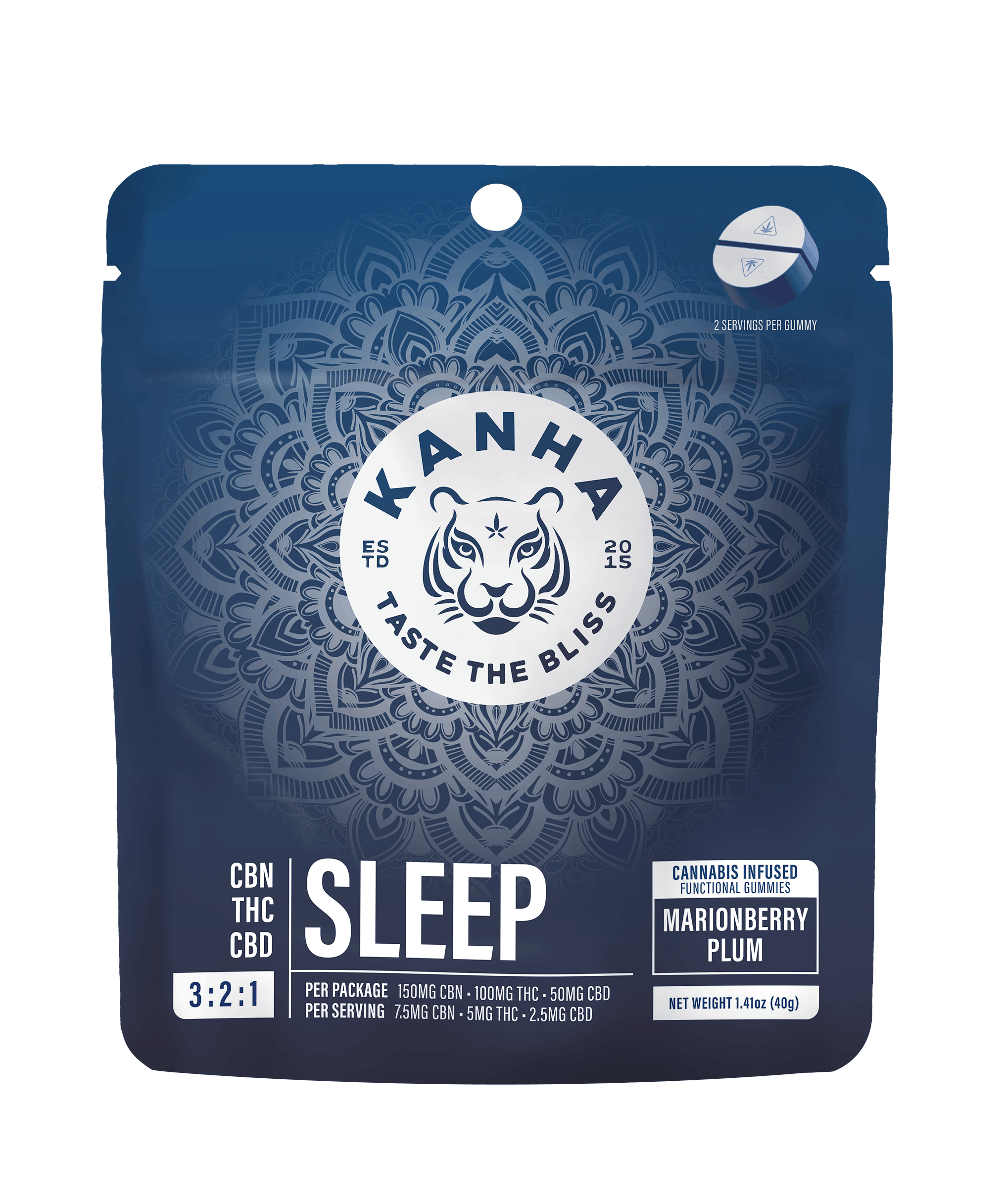 NANO SLEEP 3:2:1 Marionberry Plum Gummies - 150mg CBN 100mg THC 50mg CBD per bag - Kanha Gummies -  - $25 - Edibles