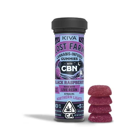Black Raspberry Northern Lights CBN 10:5 Gummies 100mg  Lost Farm - Kiva -  - $21.24 - Edible