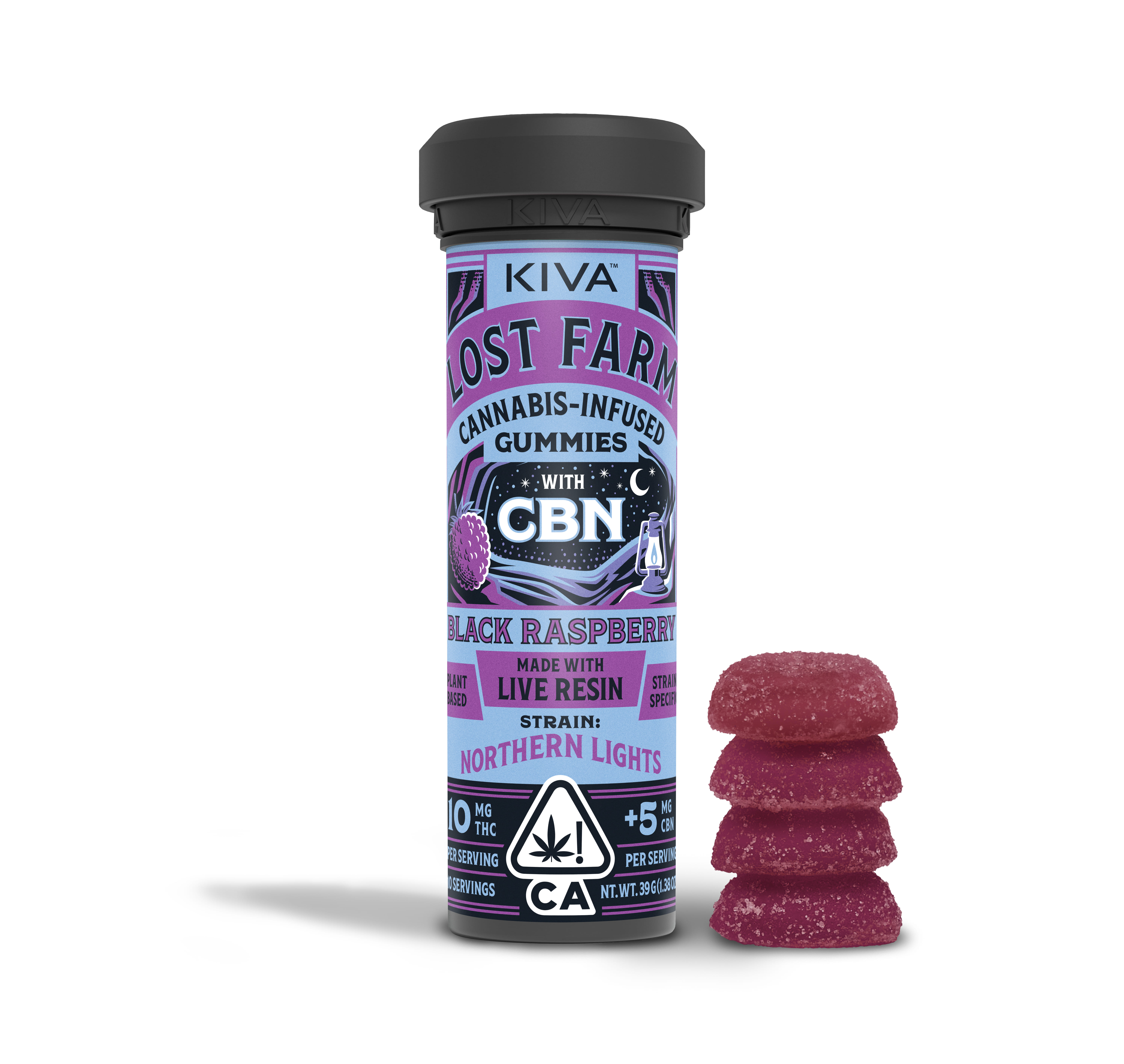 Kiva — Lost Farm Black Raspberry x Northern Lights CBN 10:5 Gummies