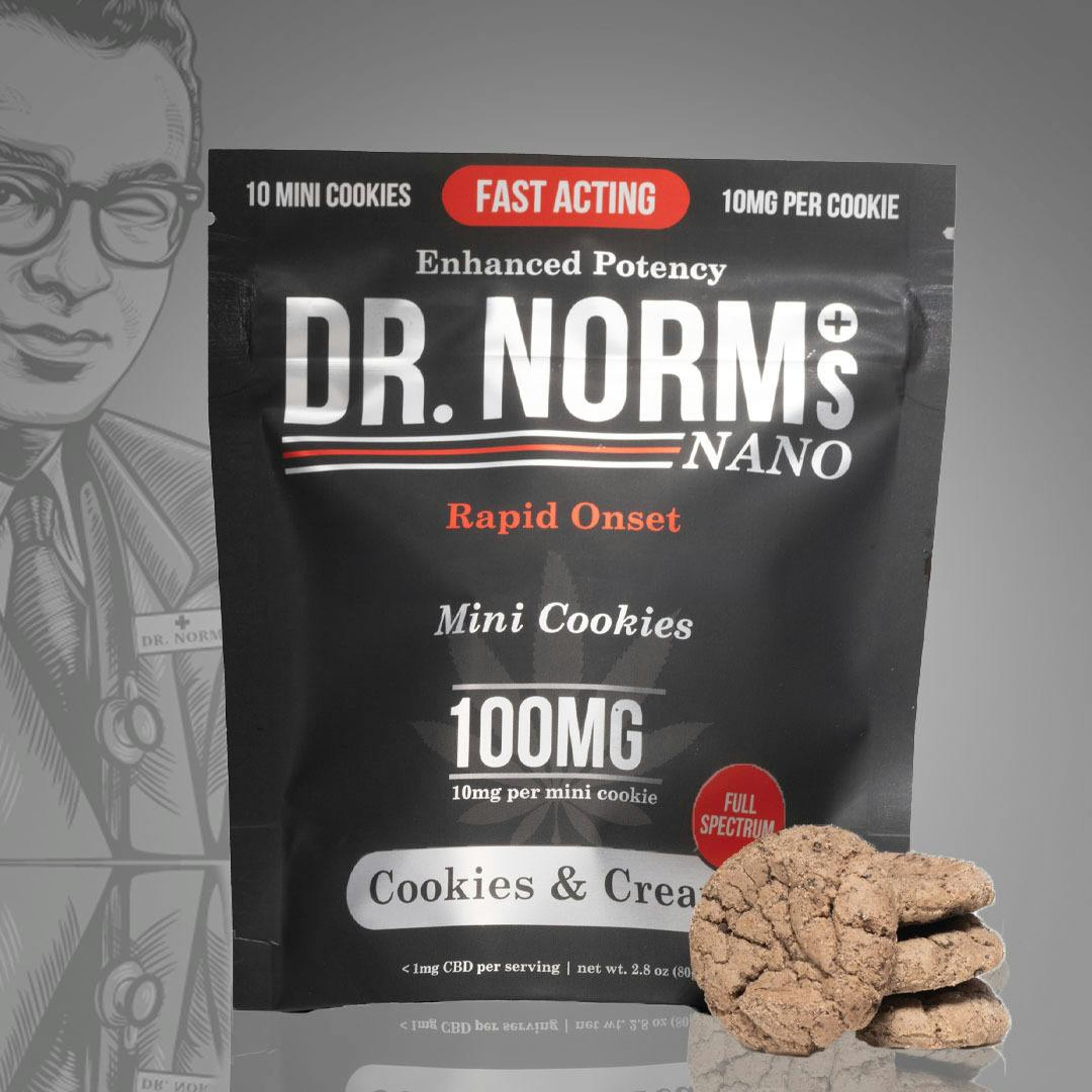 Cookies & Cream Fast-Acting Nano Cookies - Dr. Norm's - 10 Mini Cookies - $14.99 - Edibles