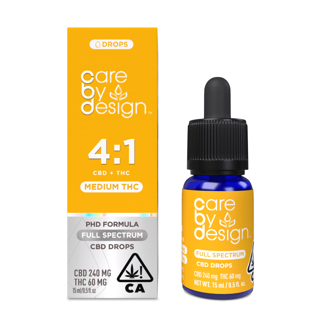 Care By Design: 4:1 Full Spectrum CBD Drops  (Medium THC) - 15mL - Care By Design -  - $45 - Tincture