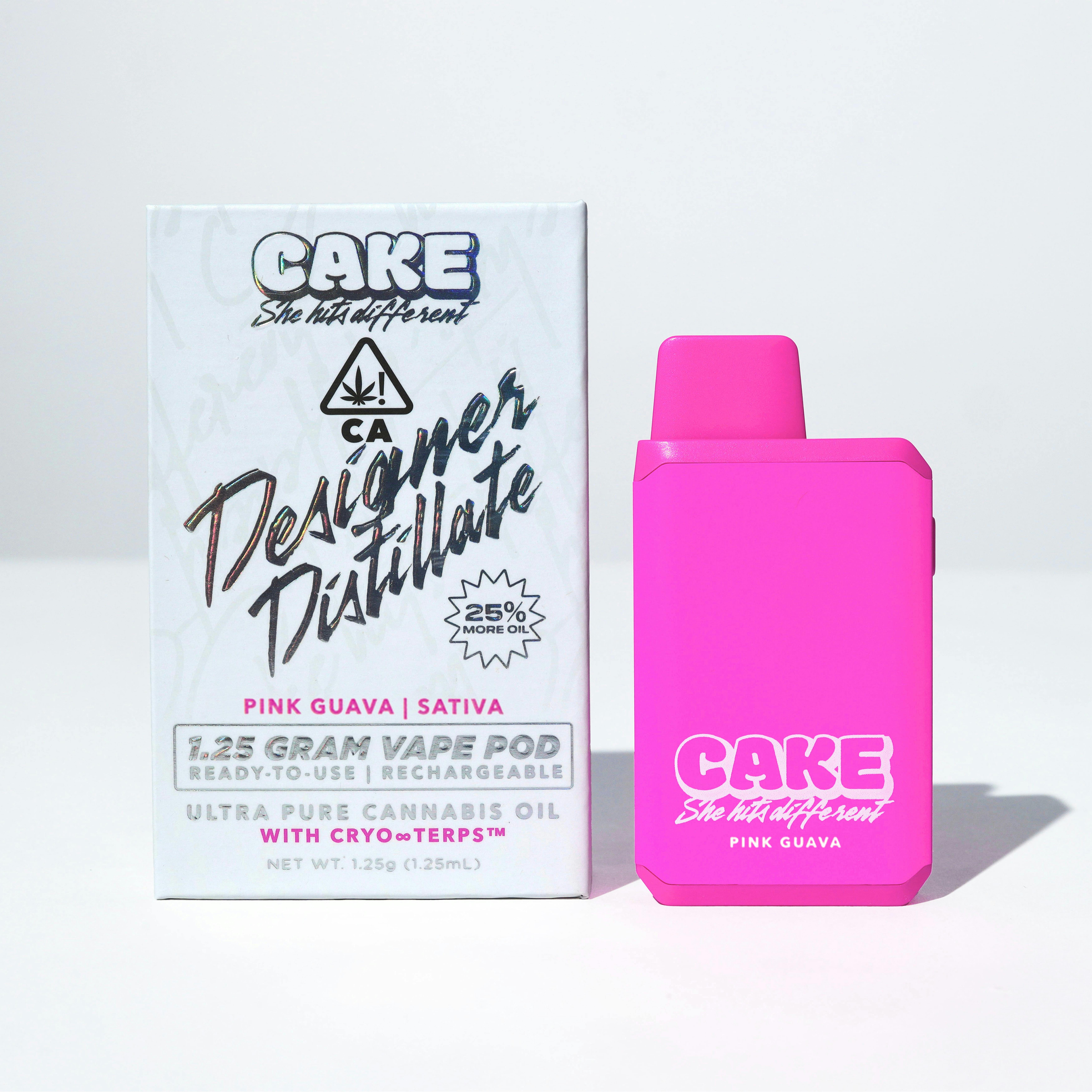 Pink Guava - 1.25 Grams - Sativa - Designer Distillate - CAKE she hits different - Pink Guava - 1.25 Grams - Sativa - Designer Distillate - $30 - Vape Pens