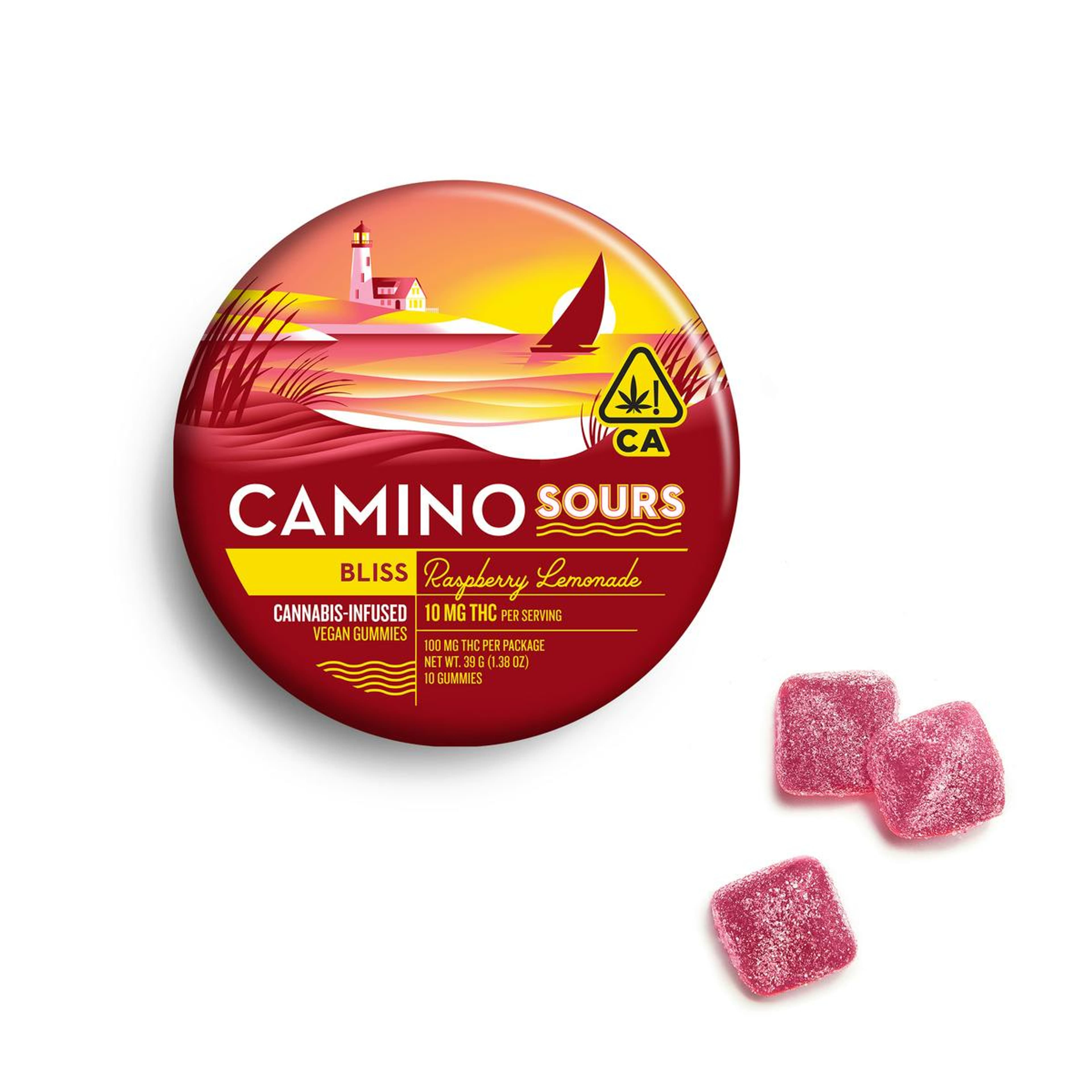 Camino Sours Raspberry Lemonade "Bliss" Gummies - 100mg - Camino by Kiva - - $18 - Edibles