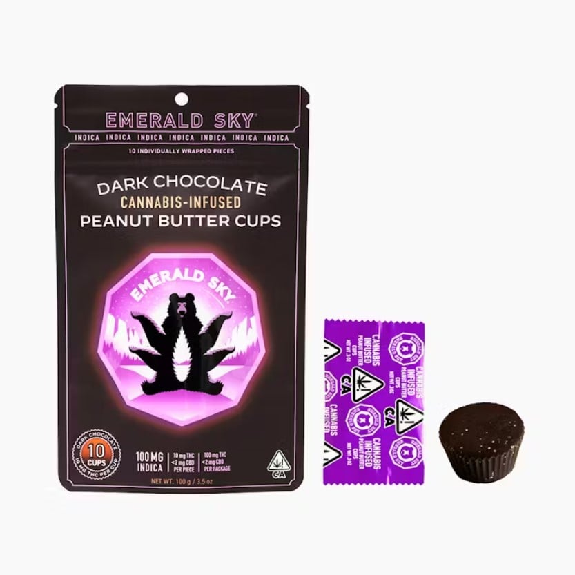 Emerald Sky: Peanut Butter Cups Indica Dark Chocolate 10ct 100mg