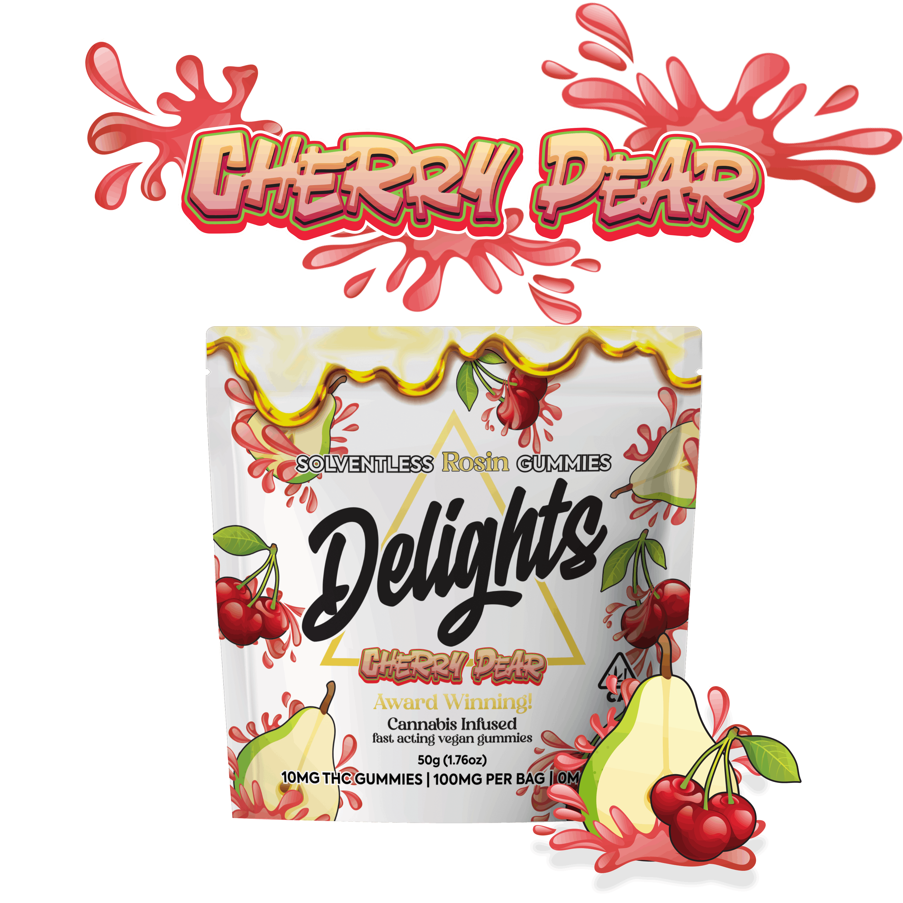 Cherry Pear Delights Rosin Infused Gummies - Delights Gummies -  - $10.83 - Edibles