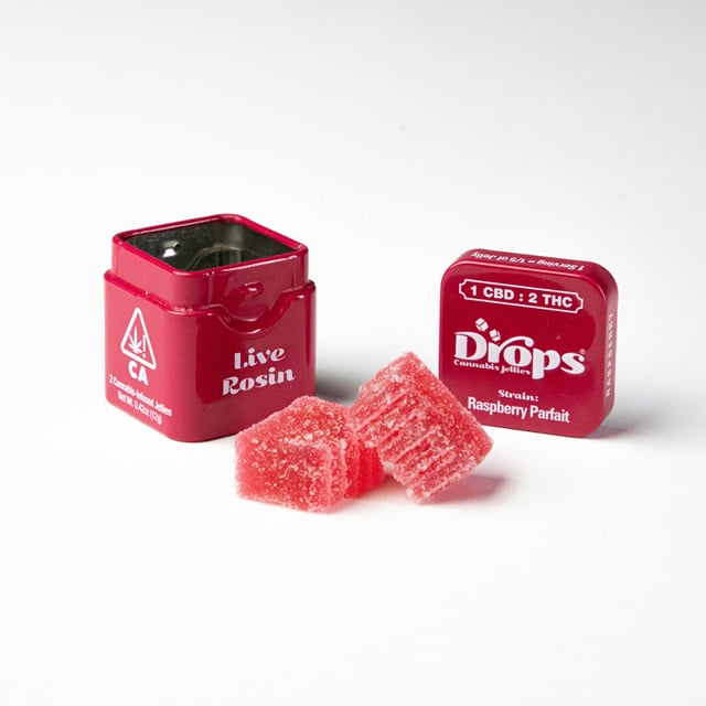 Raspberry 2-Piece (1:2 CBD:THC) Gummies - 50mg CBD: 100mg THC